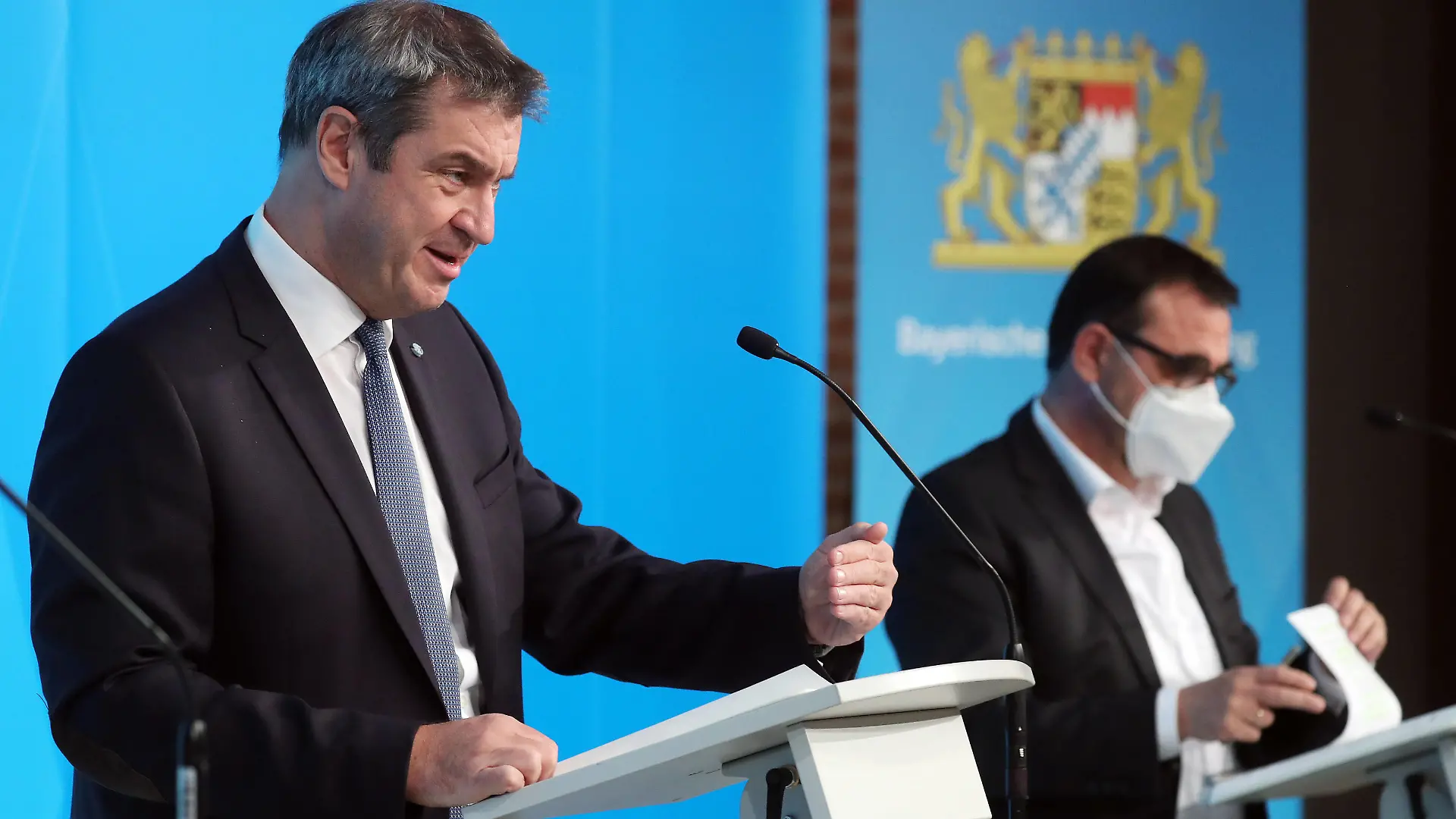  Ministerpräsident Dr. Markus Söder gibt eine Pressekonferenz zur Lage der Corona Pandemie Dr. Markus Söder Soeder, München Bayern Deutschland Prinz-Carl-Palais *** Prime Minister Dr Markus Söder gives a press conference on the situation of the Corona Pandemic Dr Markus Söder Soeder, Munich Bavaria Germany Prinz Carl Palais