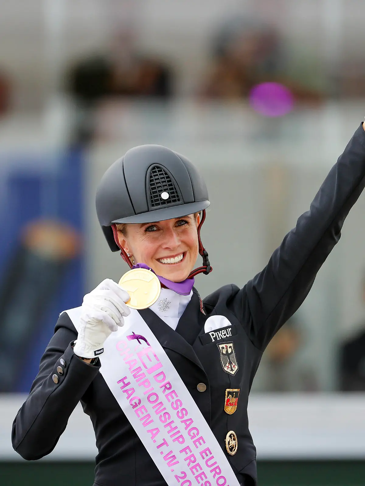 HAGEN - FEI Dressage European Championships 2021, HAGEN - FEI Dressage European Championships 2021 VON BREDOW-WERNDL Jessica GER Siegerehrung / Medal Ceremony Individual Competition Grand Prix Freestyle / Grand Prix Kür Individual Competition presented by MEGGLE GmbH & Co. KG Hagen a.T.W., Hof Kasselmann 11. September 2021 - *** HAGEN FEI Dressage European Championships 2021, HAGEN FEI Dressage European Championships 2021 VON BREDOW WERNDL Jessica GER Award Ceremony Medal Ceremony Individual Competition Grand Prix Freestyle Grand Prix Freestyle Individual Competition presented by MEGGLE GmbH Co KG Hagen a T W , Hof Kasselmann 11 September 2021 