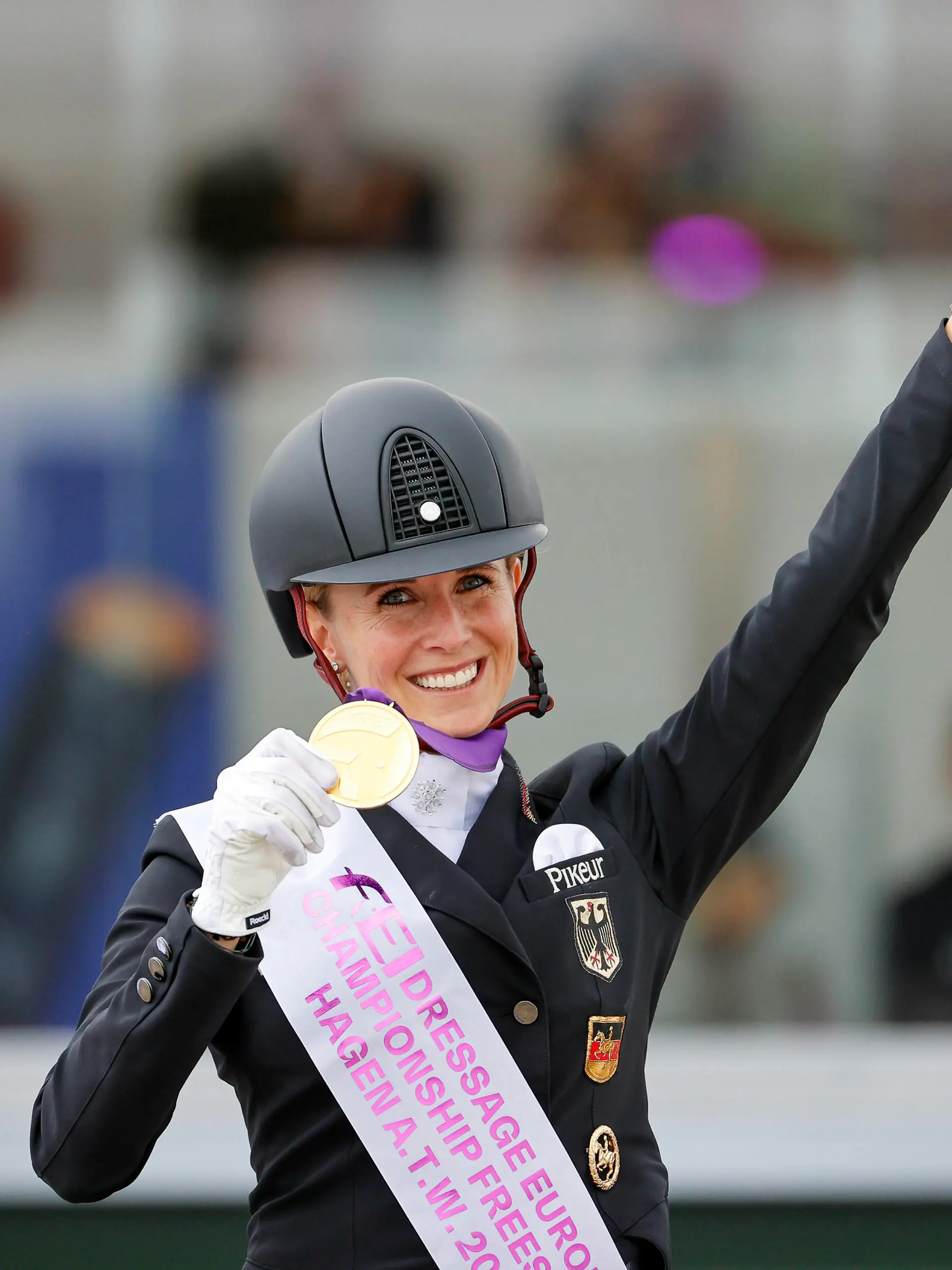HAGEN - FEI Dressage European Championships 2021, HAGEN - FEI Dressage European Championships 2021 VON BREDOW-WERNDL Jessica GER Siegerehrung / Medal Ceremony Individual Competition Grand Prix Freestyle / Grand Prix Kür Individual Competition presented by MEGGLE GmbH & Co. KG Hagen a.T.W., Hof Kasselmann 11. September 2021 - *** HAGEN FEI Dressage European Championships 2021, HAGEN FEI Dressage European Championships 2021 VON BREDOW WERNDL Jessica GER Award Ceremony Medal Ceremony Individual Competition Grand Prix Freestyle Grand Prix Freestyle Individual Competition presented by MEGGLE GmbH Co KG Hagen a T W , Hof Kasselmann 11 September 2021 