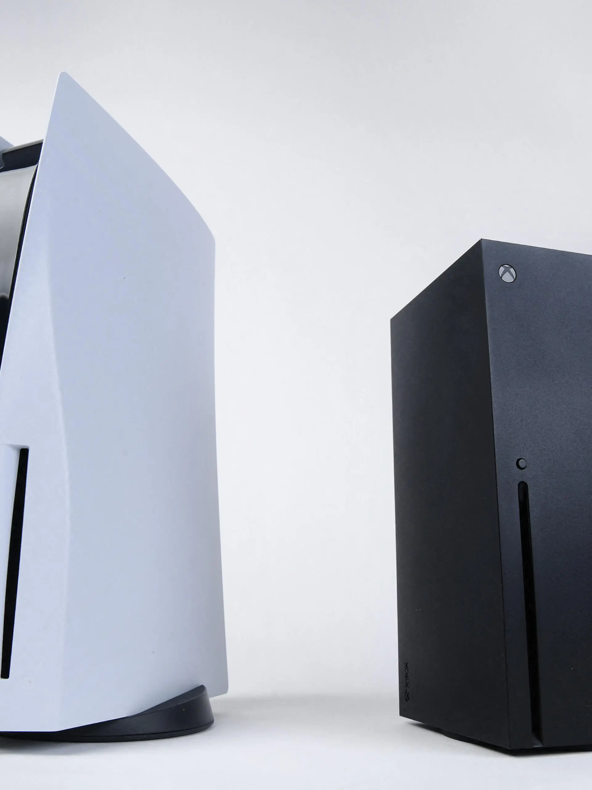 The recently released Sony Playstation 5, left, and the Microsoft Xbox Series X, photographed in Walnut Creek, California, on Oct. 29, 2020. (Jose Carlos Fajardo/Bay Area News Group/TNS/ABACAPRESS.COM - NO FILM, NO VIDEO, NO TV, NO DOCUMENTARY