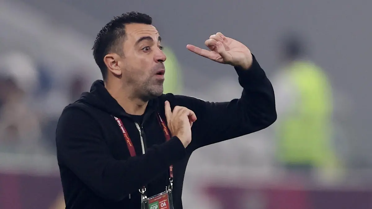 FILE PHOTO: Soccer Football - Emir Cup - Final - Al Sadd v Al Rayyan - Al Thumama Stadium, Al Thumama, Qatar - October 22, 2021 Al Sadd coach Xavi speaks reacts REUTERS/Ibraheem Al Omari/File Photo