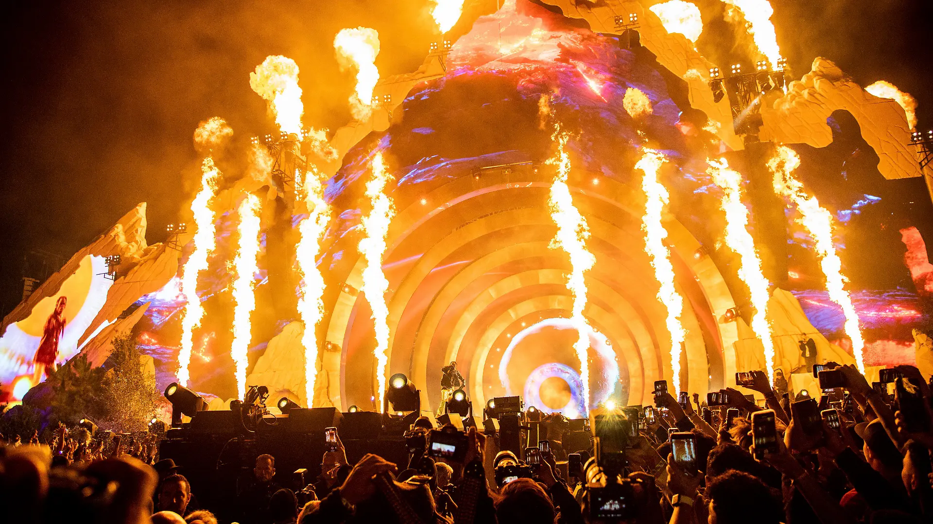 Travis Scott performs at Day 1 of the Astroworld Music Festival at NRG Park on Friday, Nov. 5, 2021, in Houston. (Photo by Amy Harris/Invision/AP)