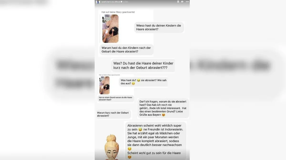 „Kurz nach der Geburt habe ich den Kindern die Haare abrasiert.“ Influencerin Sarah Harrison plaudert DAS in ihrer Instagram-Story aus und sorgt für Entsetzen. .