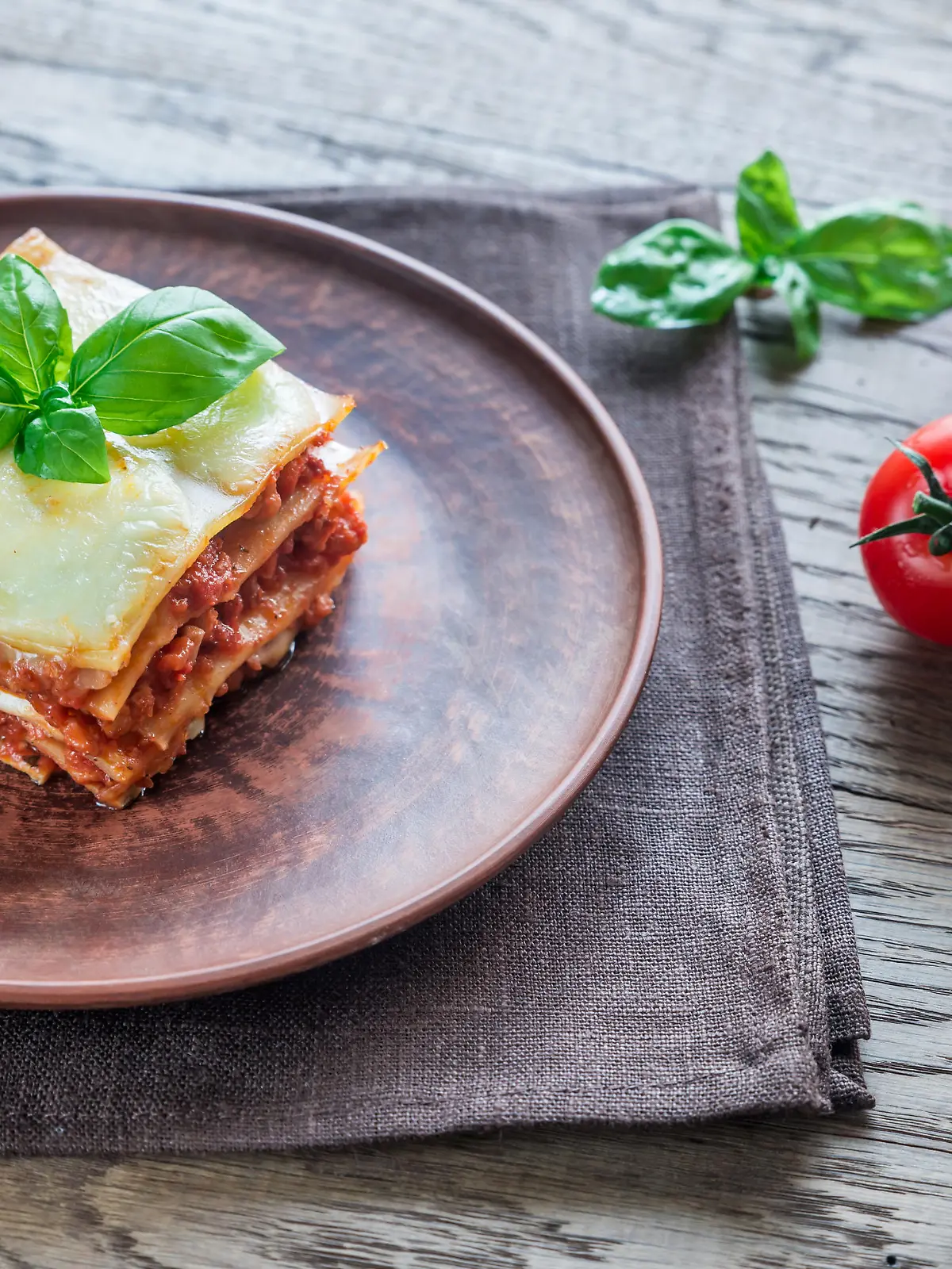 Portion of classic lasagne