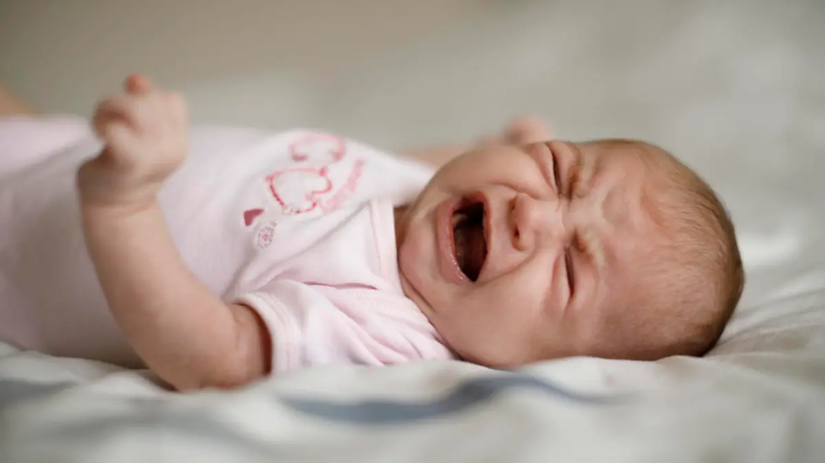 Newborn baby girl crying