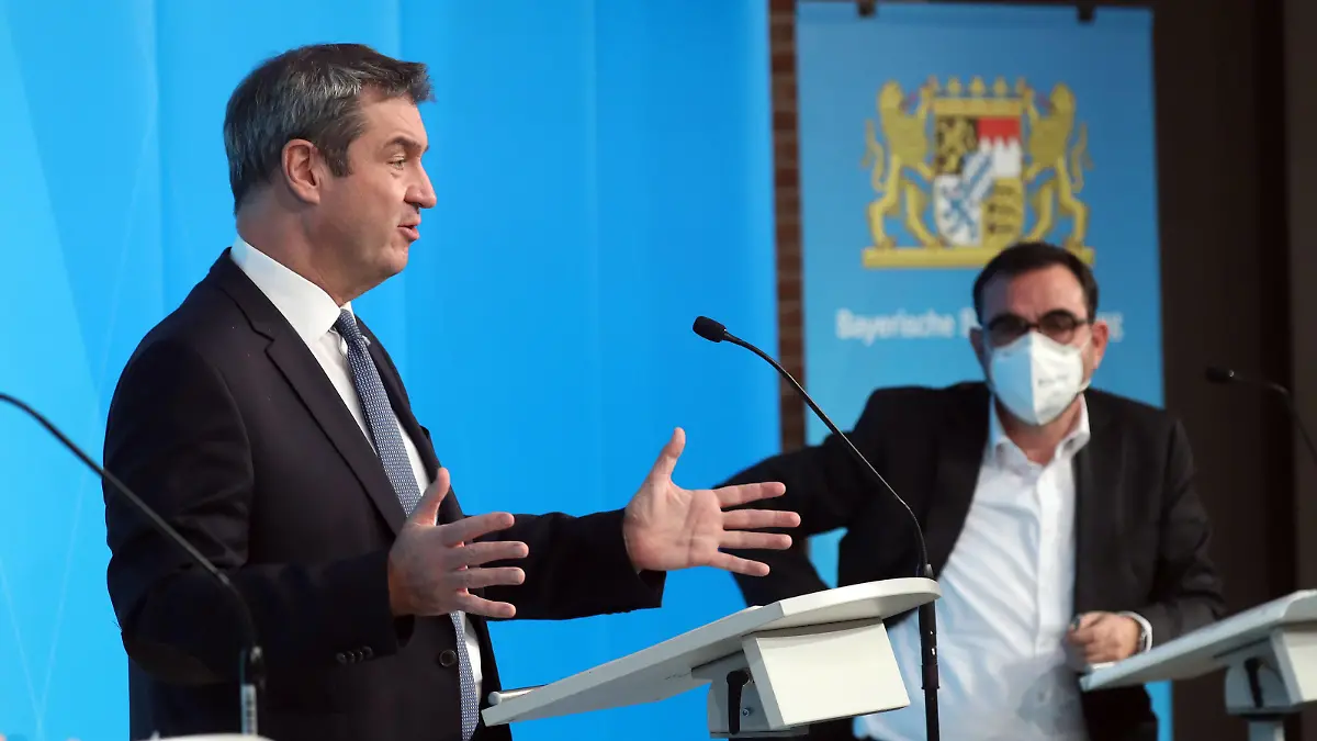 Ministerpräsident Dr. Markus Söder gibt eine Pressekonferenz zur Lage der Corona Pandemie Dr. Markus Söder Soeder, München Bayern Deutschland Prinz-Carl-Palais *** Prime Minister Dr Markus Söder gives a press conference on the situation of the Corona Pandemic Dr Markus Söder Soeder, Munich Bavaria Germany Prinz Carl Palais