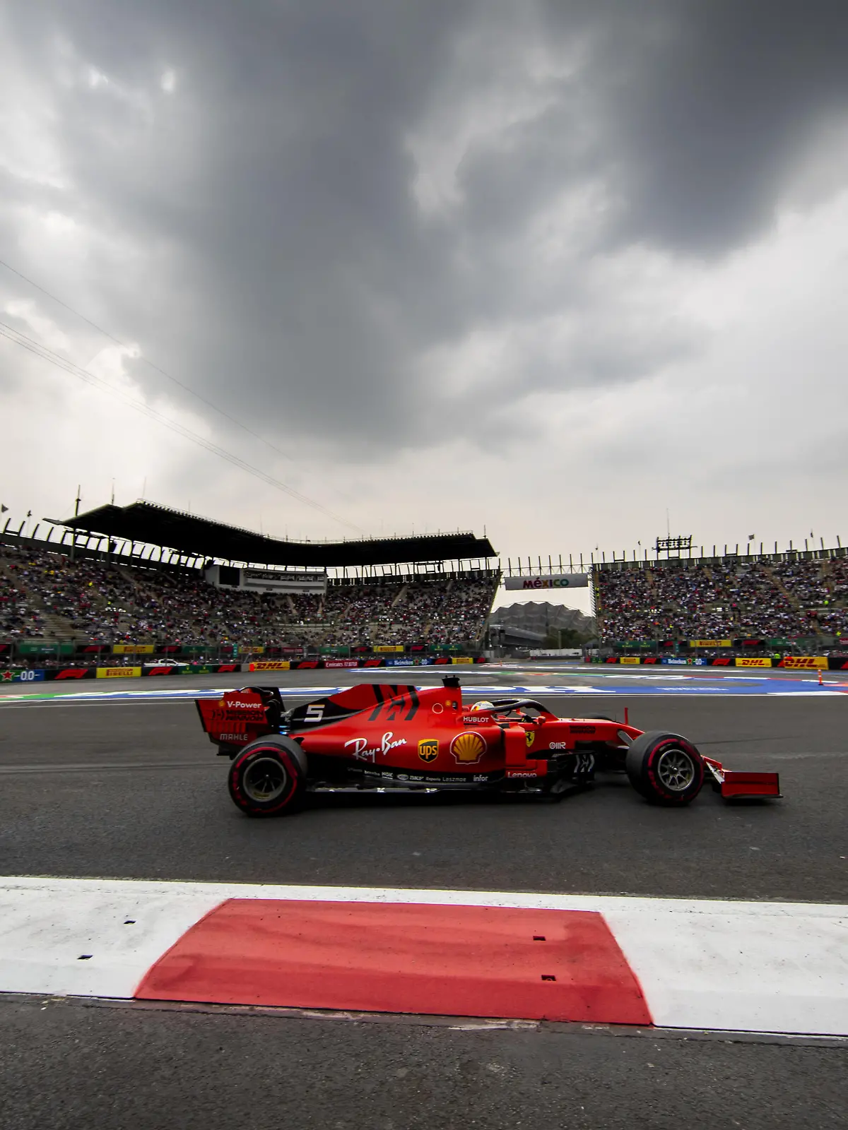 MEXICO CITY, MEXICO - OCTOBER 25: Sebastian Vettel of Germany driving the (5) Scuderia Ferrari SF90 on track during practice for the F1 Grand Prix of Mexico at Autodromo Hermanos Rodriguez on October 25, 2019 in Mexico City, Mexico. (Photo by Mark Thompson/Getty Images)