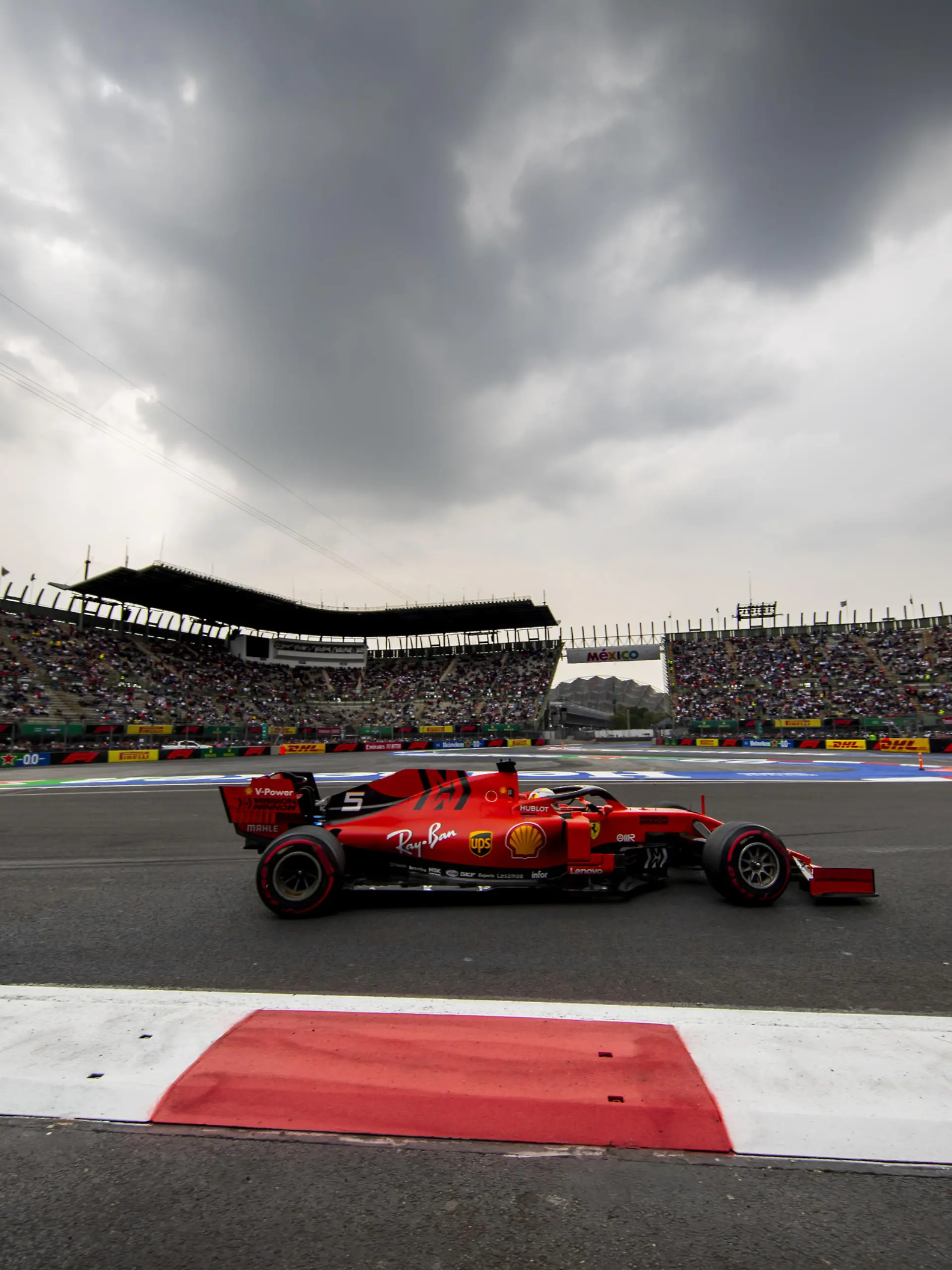 MEXICO CITY, MEXICO - OCTOBER 25: Sebastian Vettel of Germany driving the (5) Scuderia Ferrari SF90 on track during practice for the F1 Grand Prix of Mexico at Autodromo Hermanos Rodriguez on October 25, 2019 in Mexico City, Mexico. (Photo by Mark Thompson/Getty Images)