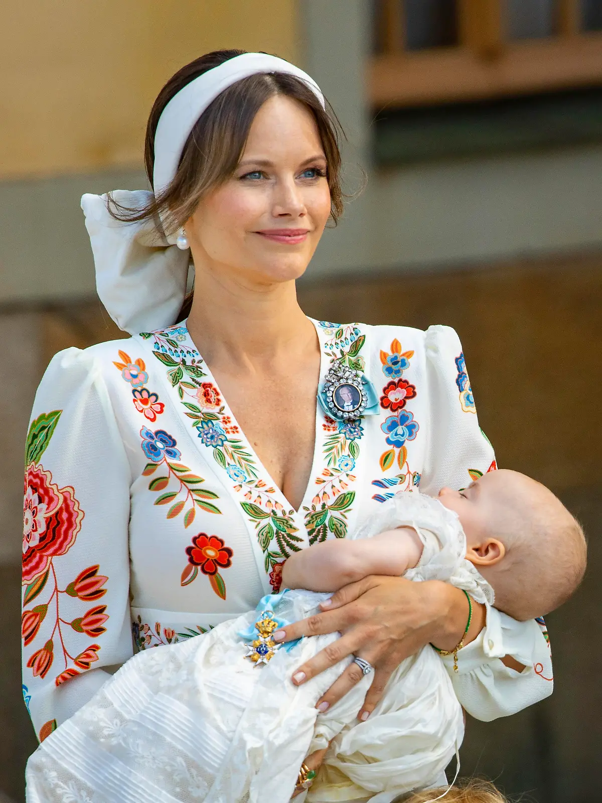 Princess Sofia and Prince Julian of Sweden leave at the chapel of Drottningholm Palace in Stockholm, on August 14, 2021, after the baptism of Prince Julian Herbert Folke, born on 26-03-2021 Photo: Albert Nieboer / Netherlands OUT / Point de Vue OUT