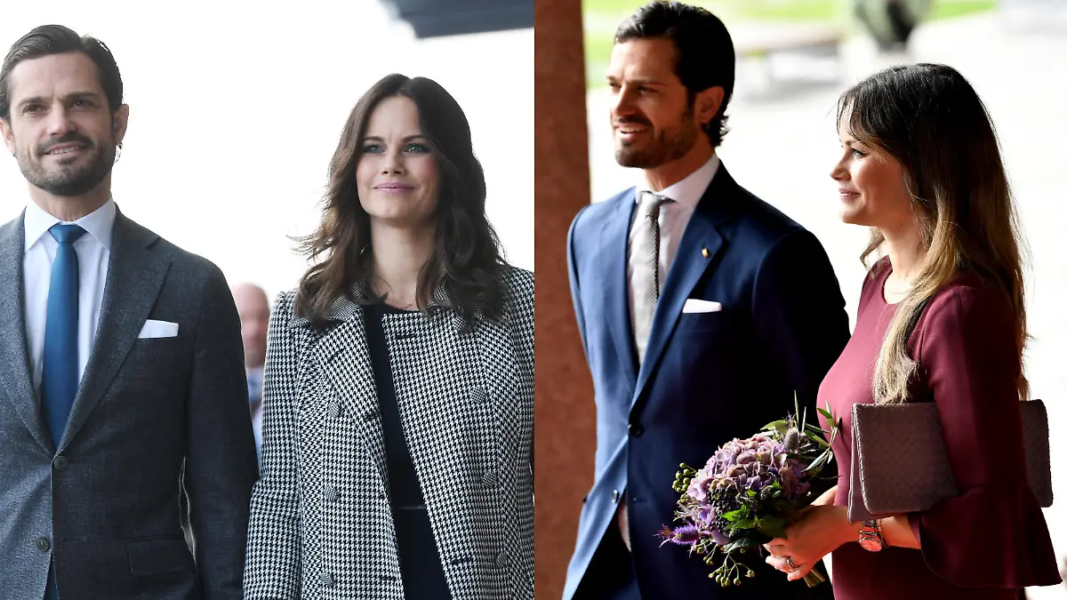 Prinz Carl Philip und Prinzessin Sofia von Schweden bei einem Termin zum Thema Cybermobbing in Stockholm im November und das Prinzenpaar im September bei einem öffentlichen Termin.