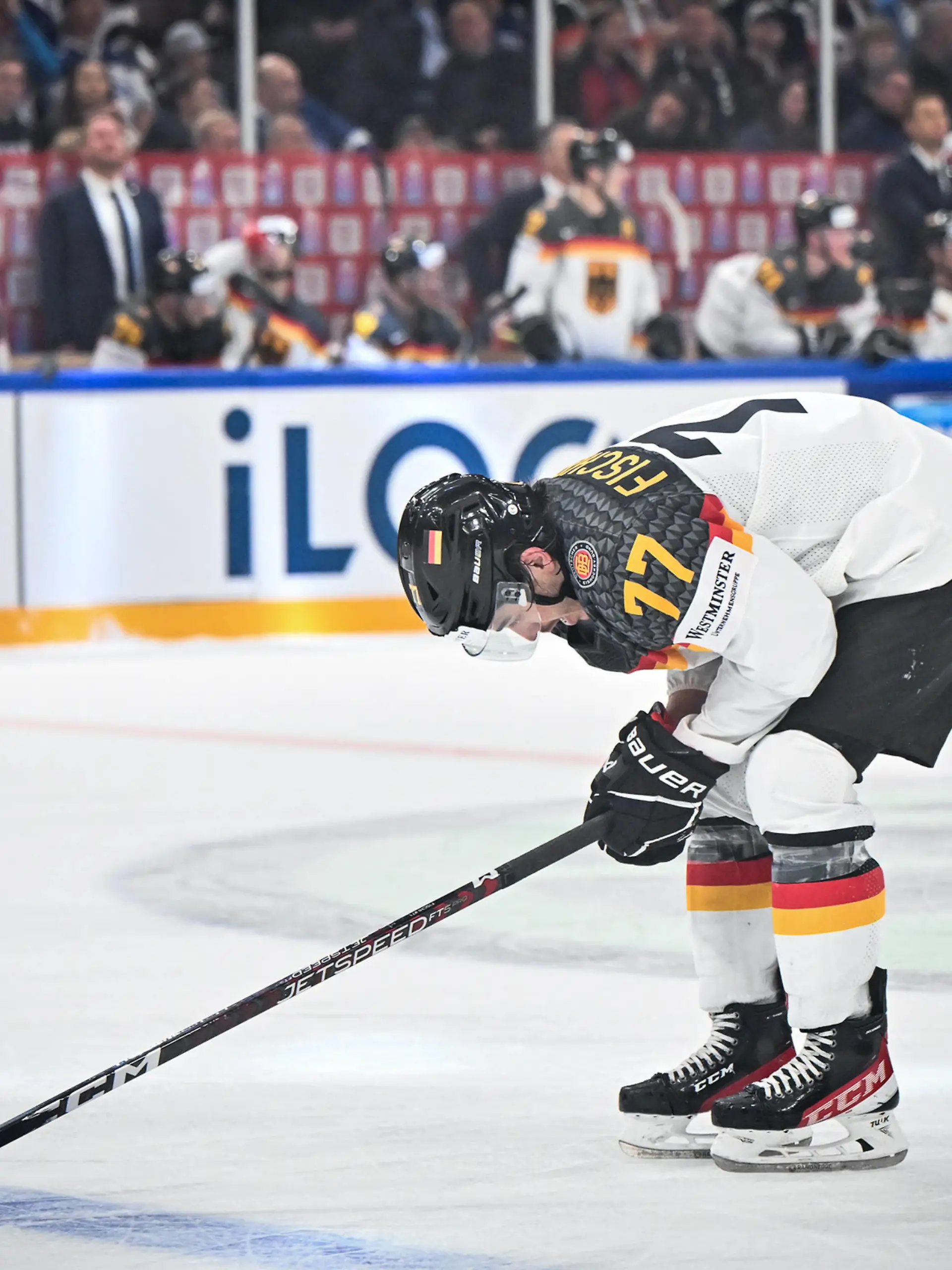 Daniel Fischbuch 77, Deutscher Eishockey-Bund, Deutschland Germany, Team Germany  traurig enttaeuscht, Kanada vs. Deutschland, Eishockey, Eishockey WM , Finale, 28.05.2023, Kanada vs. Deutschland, Eishockey, Eishockey WM , Finale, 28.05.2023 Tampere *** Daniel Fischbuch 77, German Ice Hockey Federation, Germany Germany, Team Germany sadly disappointed, Canada vs Germany, Ice Hockey, Ice Hockey World Championship , Final, 28 05 2023, Canada vs Germany, Ice Hockey, Ice Hockey World Championship , Final, 28 05 2023 Tampere Copyright: xEibner-Pressefotox/xBirgitxHaefnerx EP_BHF