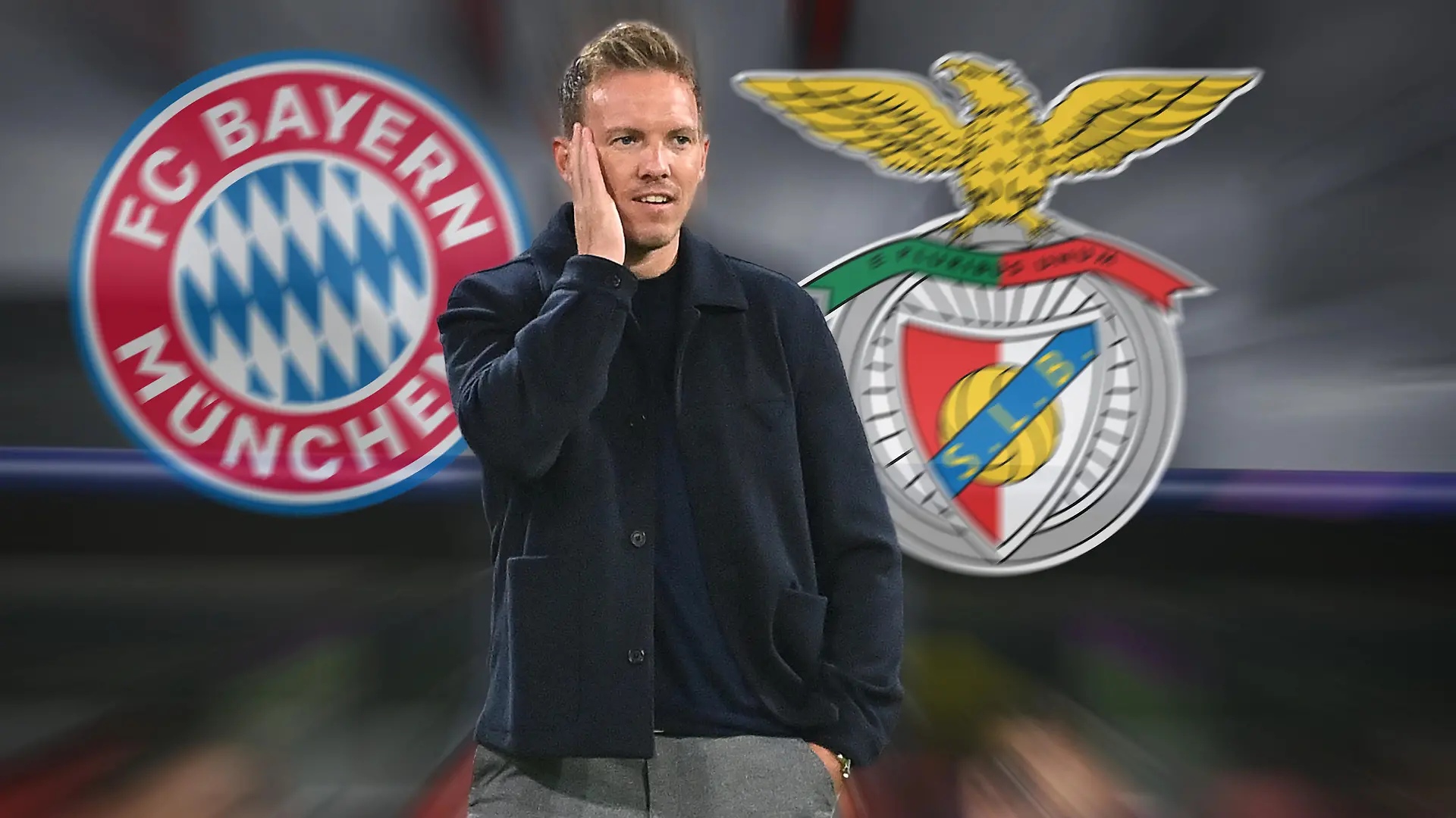 FOTOMONTAGE: Trainer Julian NAGELSMANN (Bayern Muenchen) hofft darauf am 2.11. das Spiel an der Seitenlinie verfolgen zu koennen. Archivfoto:Trainer Julian NAGELSMANN (Bayern Muenchen), Gestik, Einzelbild,angeschnittenes Einzelmotiv, Halbfigur,halbe Figur. FC Bayern Muenchen-Dynamo Kiew 5-0 Fussball Champions League,Gruppe E, 2.Spieltag am 29.09.2021. A L L I A N Z A R E N A.