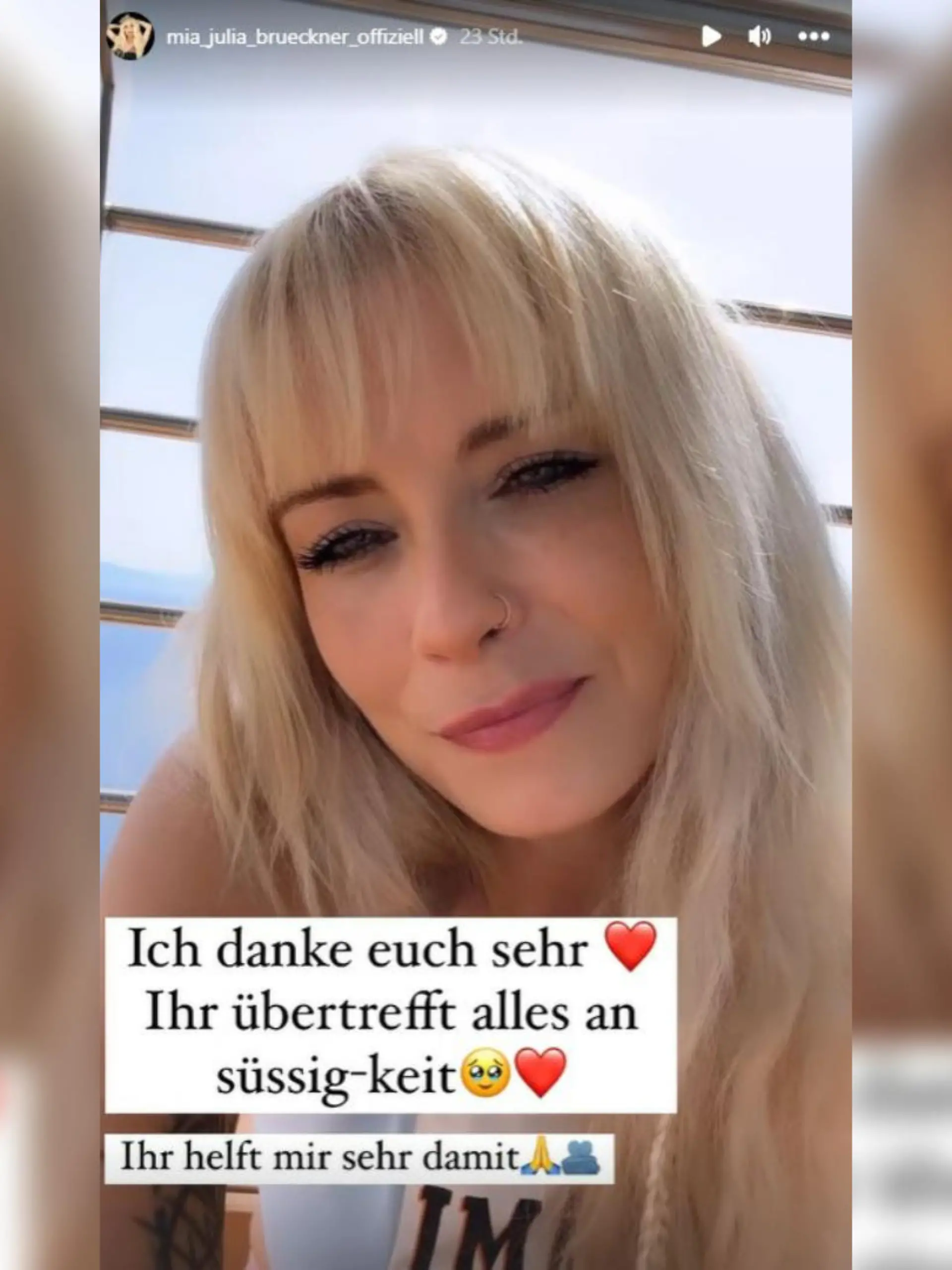 Mia Julia bedankt sich bei ihren Fans