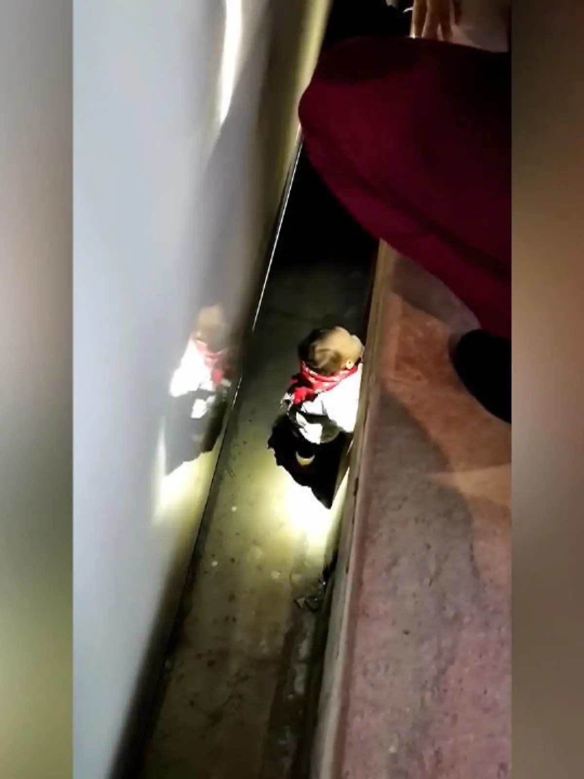 In China ist ein Kleinkind zwischen Zug und Bahnsteig gestürzt. Die Rettung gestaltete sich schwierig, da der Spalt sehr eng war.