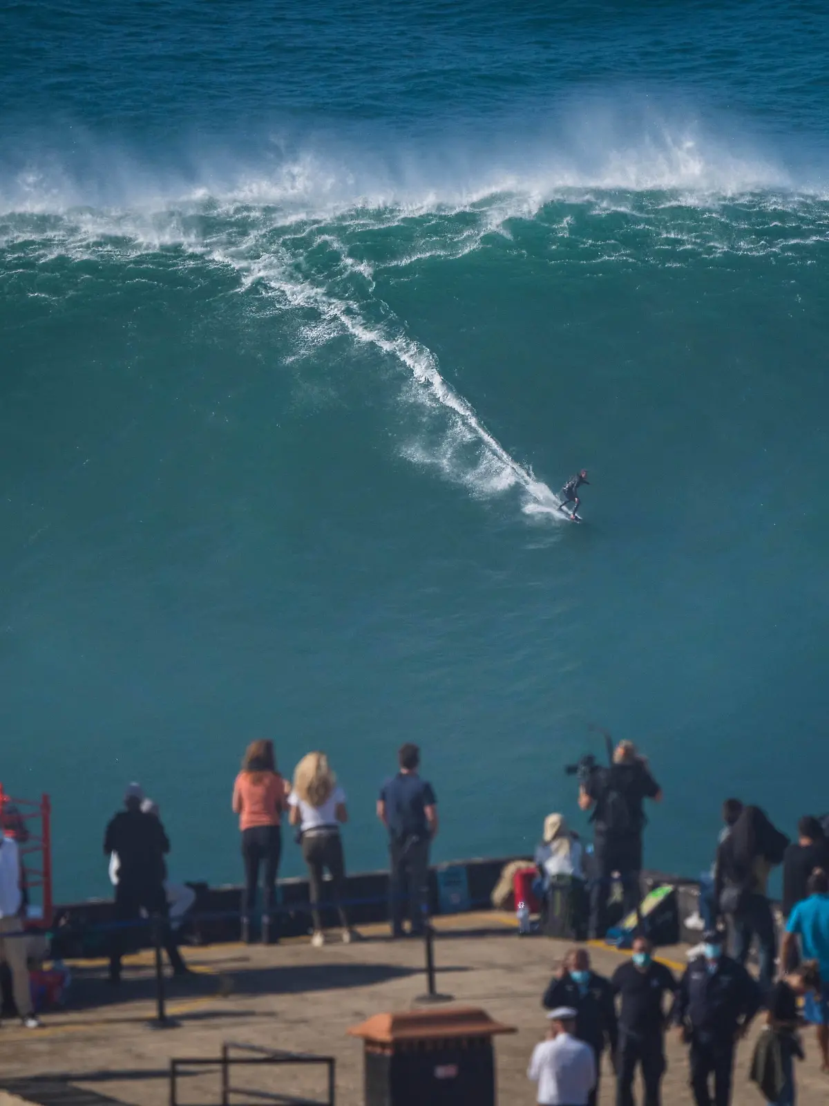 October 29, 2020, Nazare, Portugal: Big wave surfer SEBASTIAN STEUDTNER from Germany rides a wave during a tow surfing session at Praia do Norte on the first big swell of winter season. Nazare Portugal - ZUMAs197 20201029_zaa_s197_211 Copyright: xHenriquexCasinhasx 