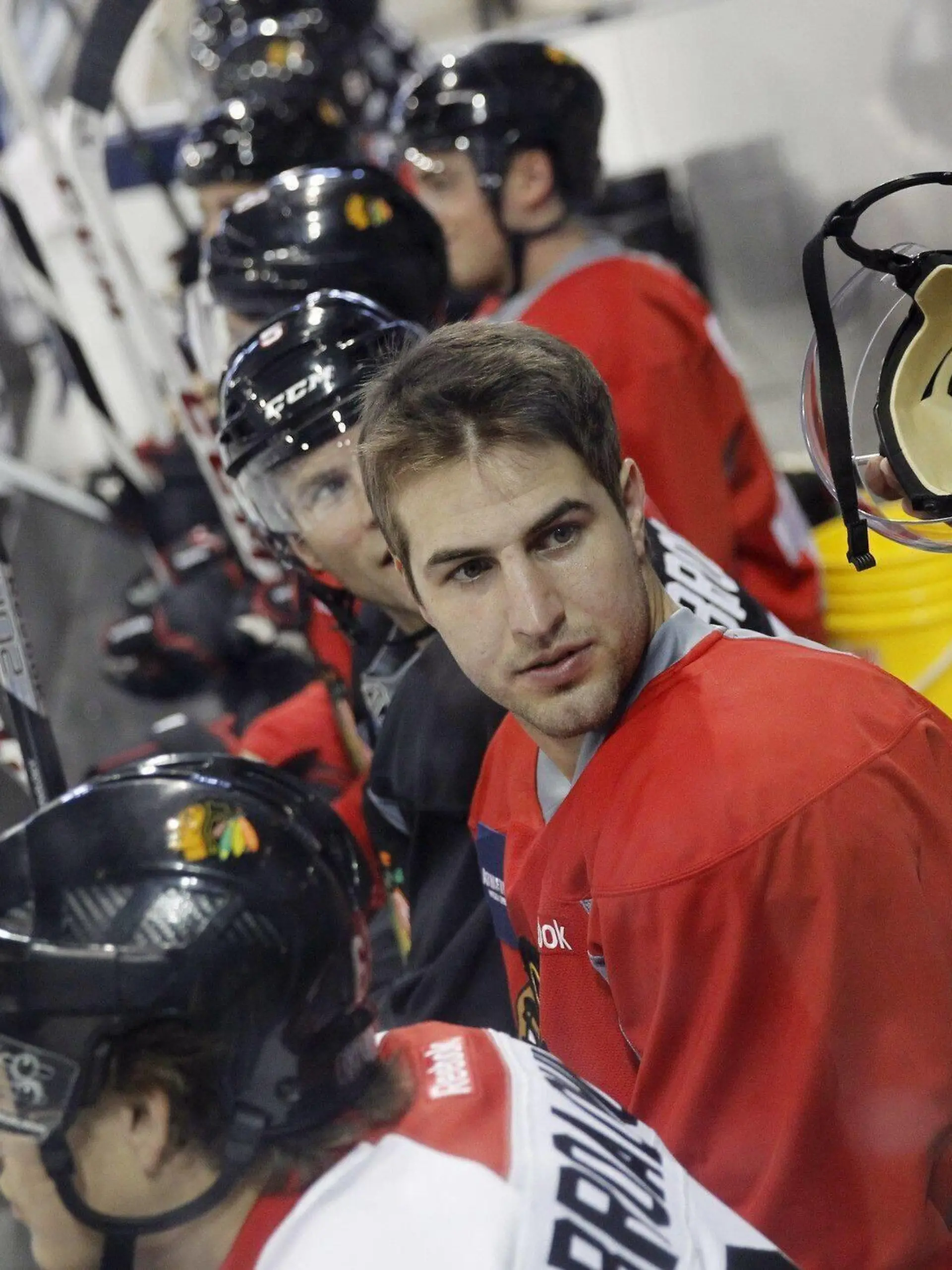  October 27, 2021: Chicago Blackhawks forward Kyle Beach on the bench Sept. 12, 2013, at Notre Dame s Compton Family Ice Arena in South Bend, Ind. - ZUMAm67_ 0140403767st Copyright: xBrianxCassellax