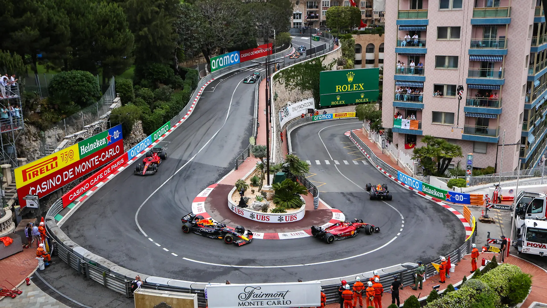 11 PEREZ Sergio mex, Red Bull Racing RB18, 16 LECLERC Charles mco, Scuderia Ferrari F1-75, 01 VERSTAPPEN Max nld, Red Bull Racing RB18, 55 SAINZ Carlos spa, Scuderia Ferrari F1-75, action during the Formula 1 Grand Prix de Monaco 2022, 7th round of the 2022 FIA Formula One World Championship, WM, Weltmeisterschaft on the Circuit de Monaco, from May 27 to 29, 2022 in Monte-Carlo, Monaco - F1 - MONACO GRAND PRIX 2022 - Race DPPI/Panoramic PUBLICATIONxNOTxINxFRAxITAxBEL 00122019_AV6_0864
