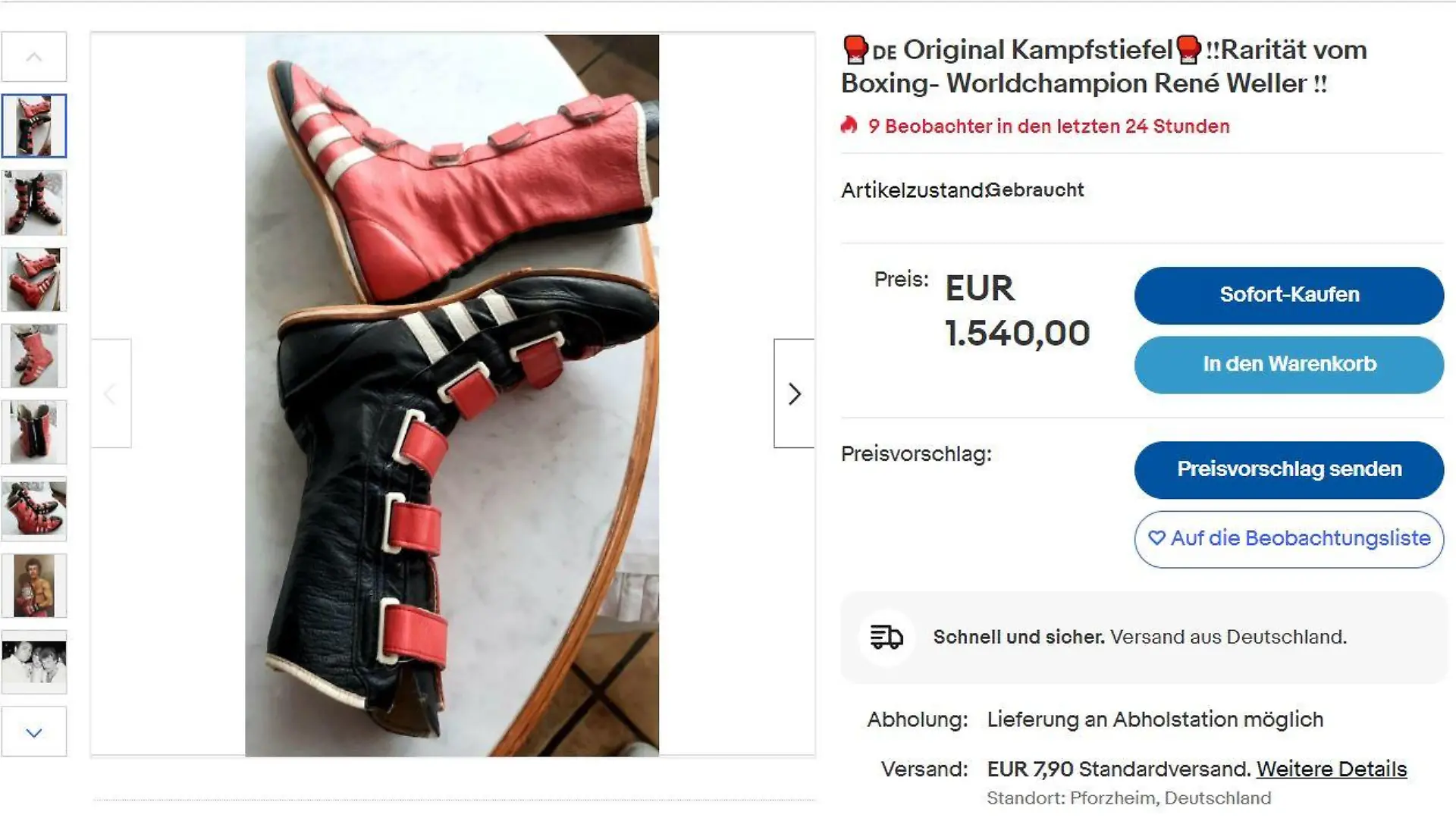 Diese Box-Schuhe stehen zum Verkauf.