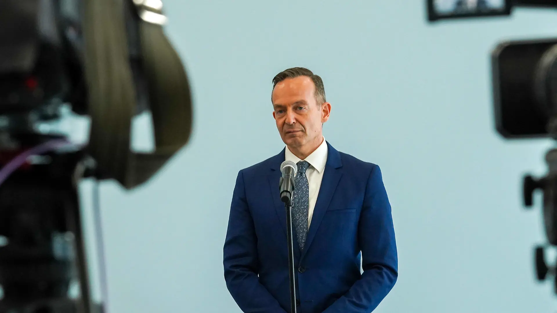 Berlin, Deutschland 21. Oktober 2021: Pressestatement vor den Koalitionsverhandlungen von SPD, Bündnis90/Die Grünen und der FDP. Im Bild: Generalsekretär Volker Wissing FDP, HUB 27 Messe Berlin Berlin *** Berlin, Germany 21 October 2021 Press statement ahead of coalition negotiations between SPD, Bündnis90 Die Grünen and FDP In picture Secretary General Volker Wissing FDP , HUB 27 Messe Berlin Berlin Copyright: xFotostandx/xReuhlx