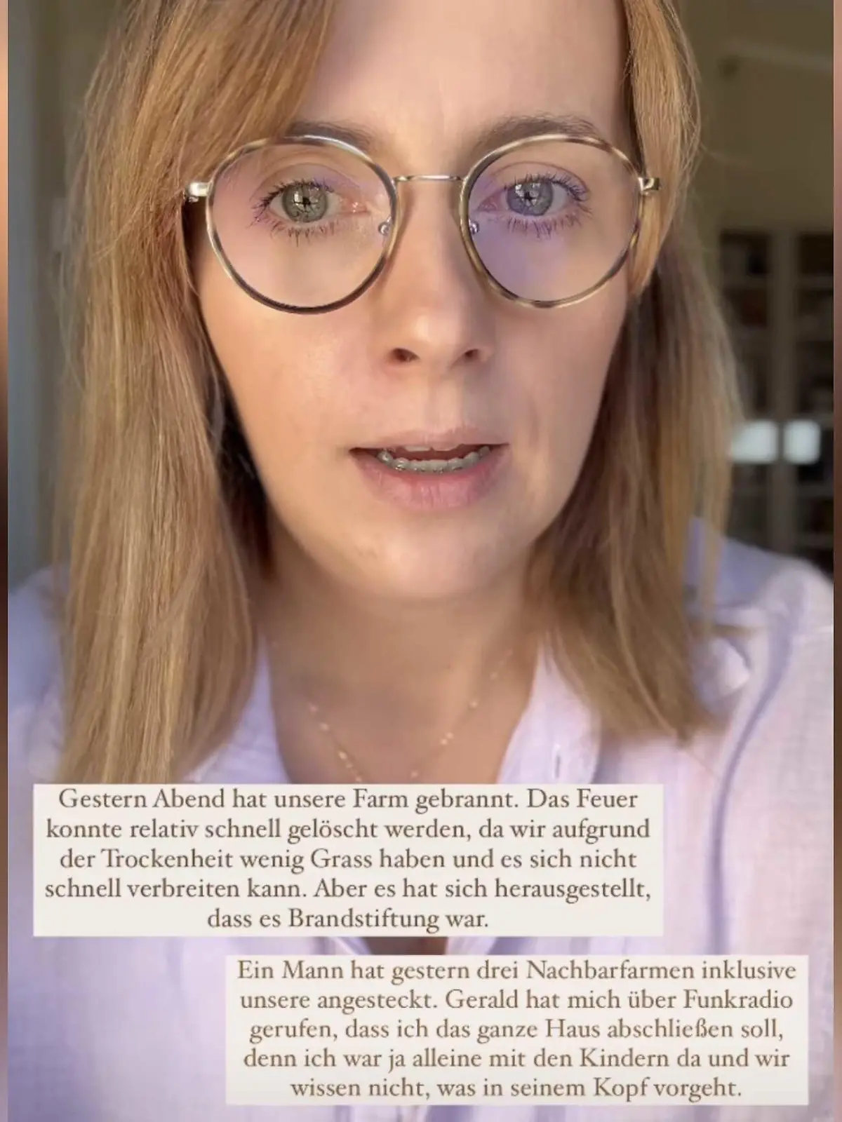 Anna Heiser berichtet bei Instagram von einem Feuer auf ihrer Farm in Namibia