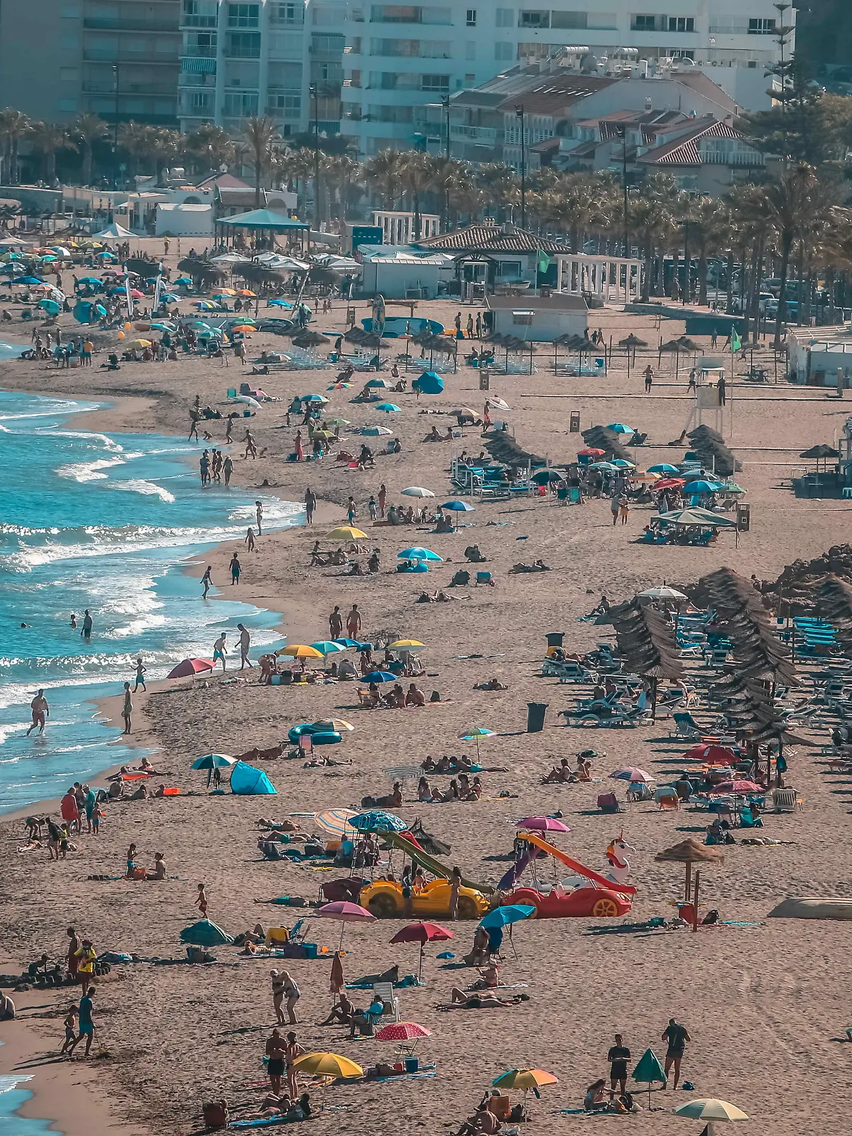 July 21, 2021: July 21, 2021 (Fuengirola, MÃÂ¡laga ) General view of the beaches of Boliches de Fuengirola in a summer sunset and bathers in the sea water. (Credit Image: Â© Lorenzo Carnero/ZUMA Press Wire