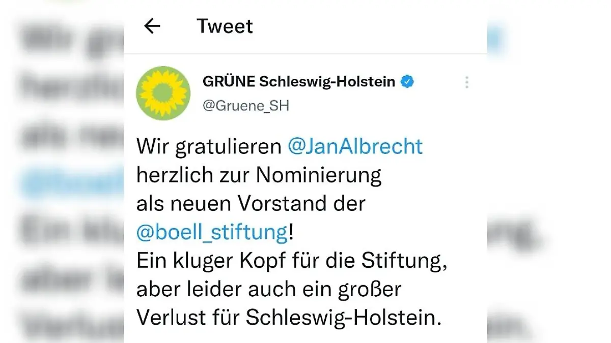 Die Grünen in Schleswig-Holstein beglückwünschen Albrecht.