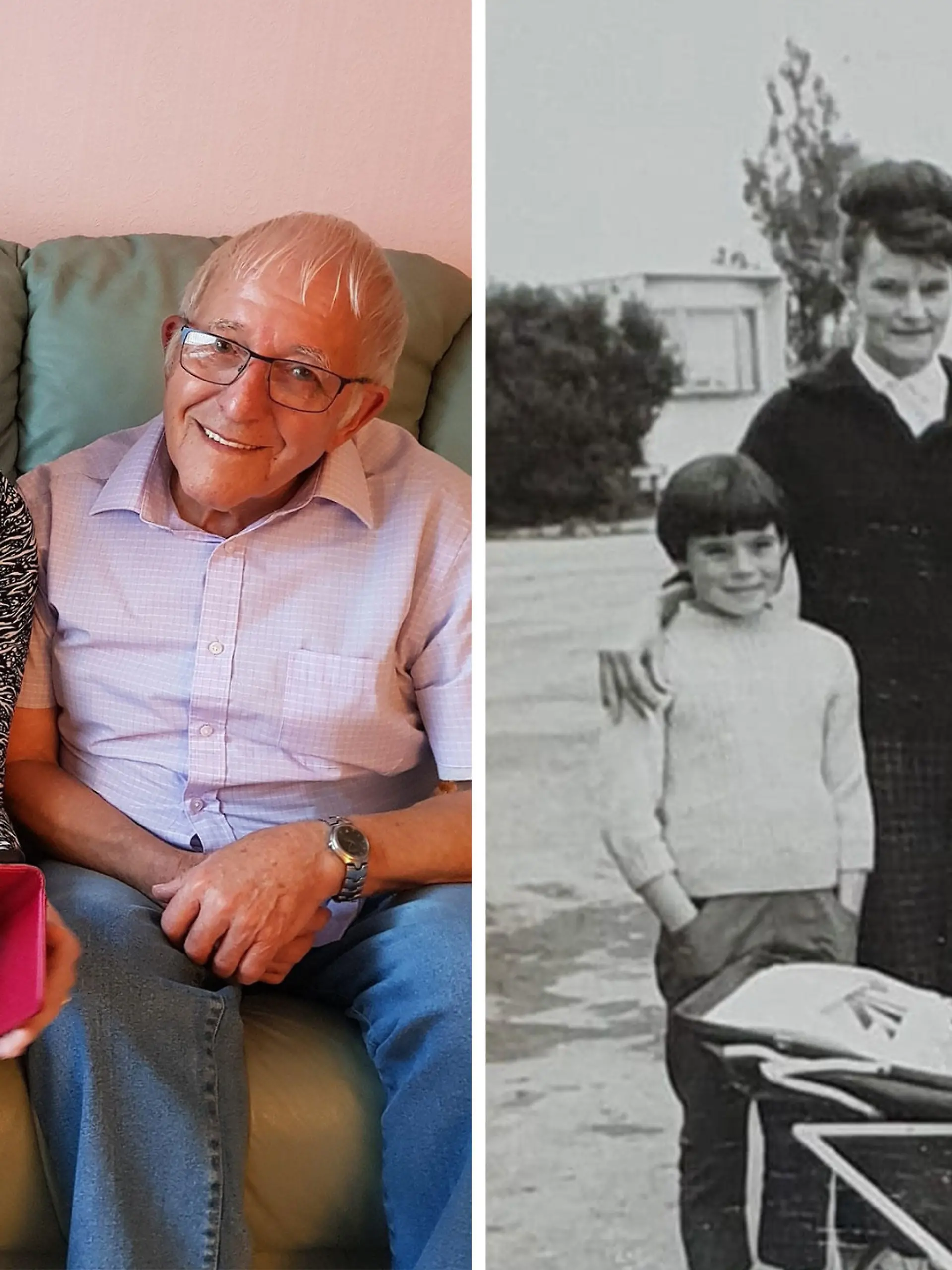 Julie Lund zwischen ihrem Vater Brian Rothery und seiner Frau Patricia.
