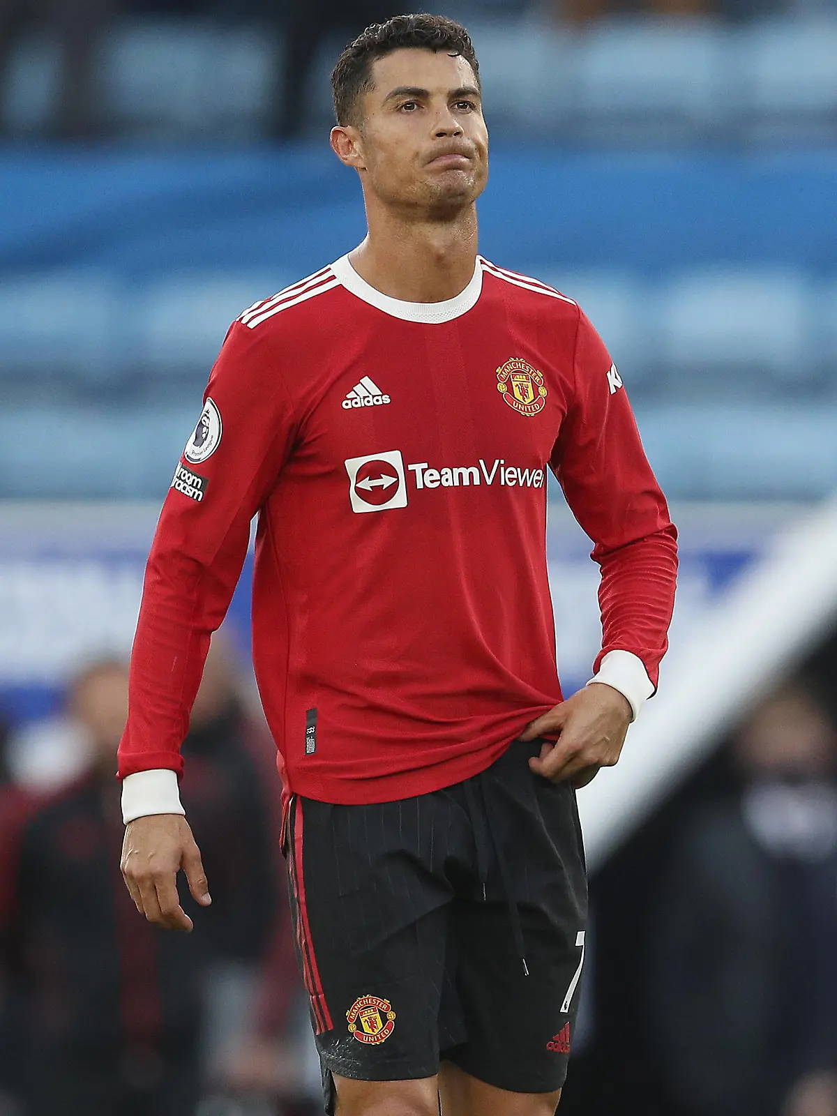  Leicester, England, 16th October 2021. Cristiano Ronaldo of Manchester United, ManU reacts during the Premier League match at the King Power Stadium, Leicester. Picture credit should read: Darren Staples / Sportimage PUBLICATIONxNOTxINxUK SPI-1248-0015