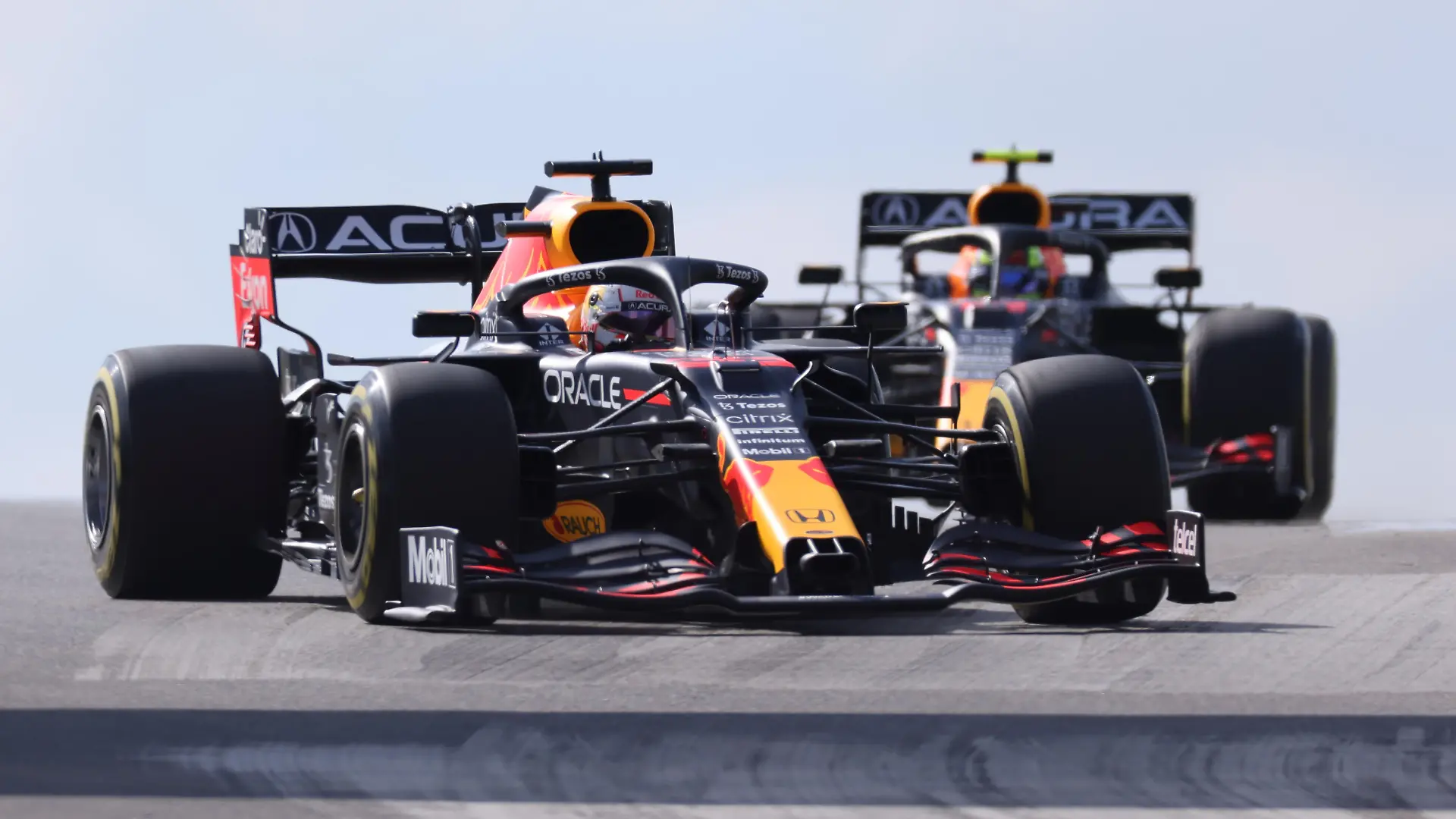 Formula One F1 - United States Grand Prix - Circuit of the Americas, Austin, Texas, U.S. - October 22, 2021 Red Bull's Max Verstappen and Sergio Perez during practice REUTERS/Mike Blake