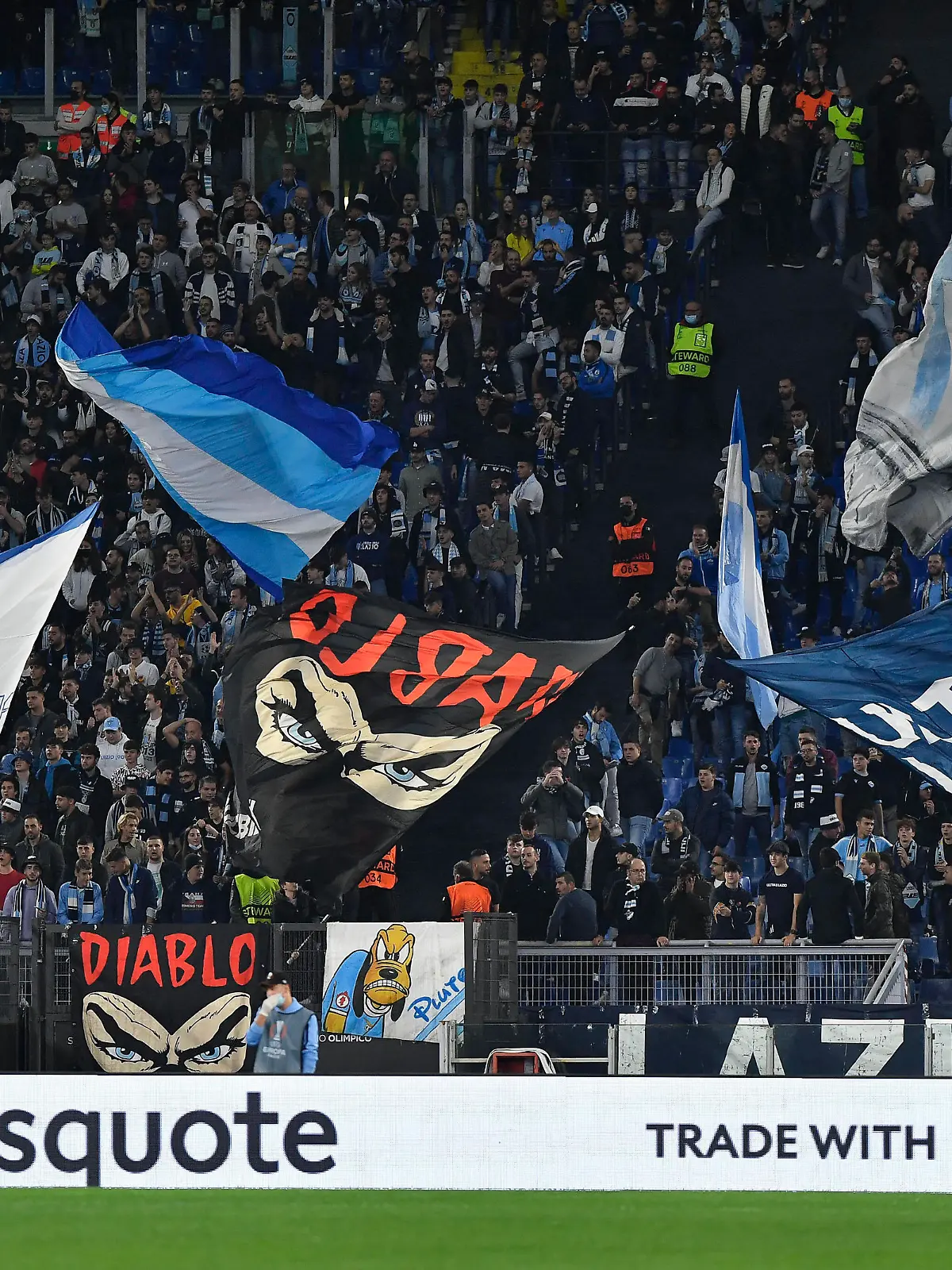  Italy: S.S. Lazio vs Olympique de Marseille 0-0 S.S. Lazio Fan during the UEFA Europa League group E match between Lazio Roma and Olympique de Marseille at Stadio Olimpico on October 21, 2021 in Rome, Italy. Rome Italy Copyright: DomenicoxCippitelli