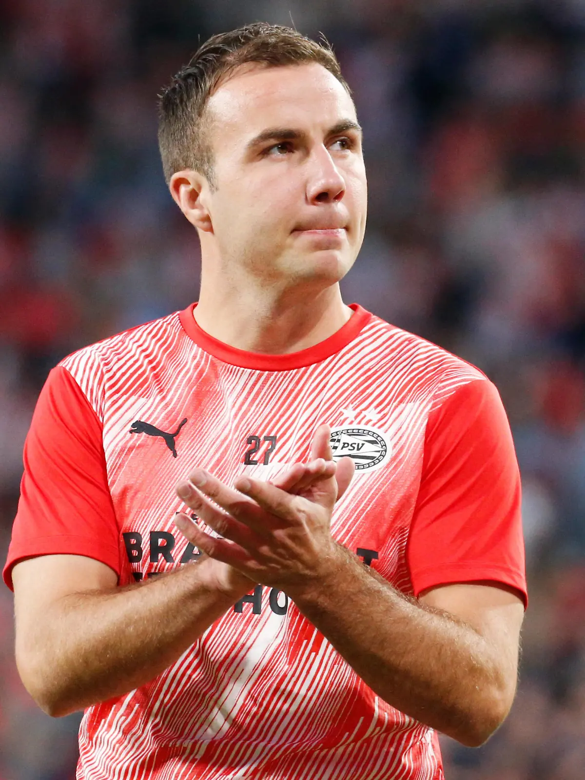  Eindhoven, Niederlande 24. August 2021: CL - Quali - 2021/2022 - PSV Eindhoven vs. Benfica Lissabon Mario Goetze / Götze PSV Eindhoven gestikuliert auf dem Spielfeld. Philips-Stadion *** Eindhoven, Netherlands 24 August 2021 CL Quali 2021 2022 PSV Eindhoven vs Benfica Lisbon Mario Goetze Götze PSV Eindhoven gestures on the pitch Philips Stadion Copyright: xFotostandx/xvanxderxVeldenx