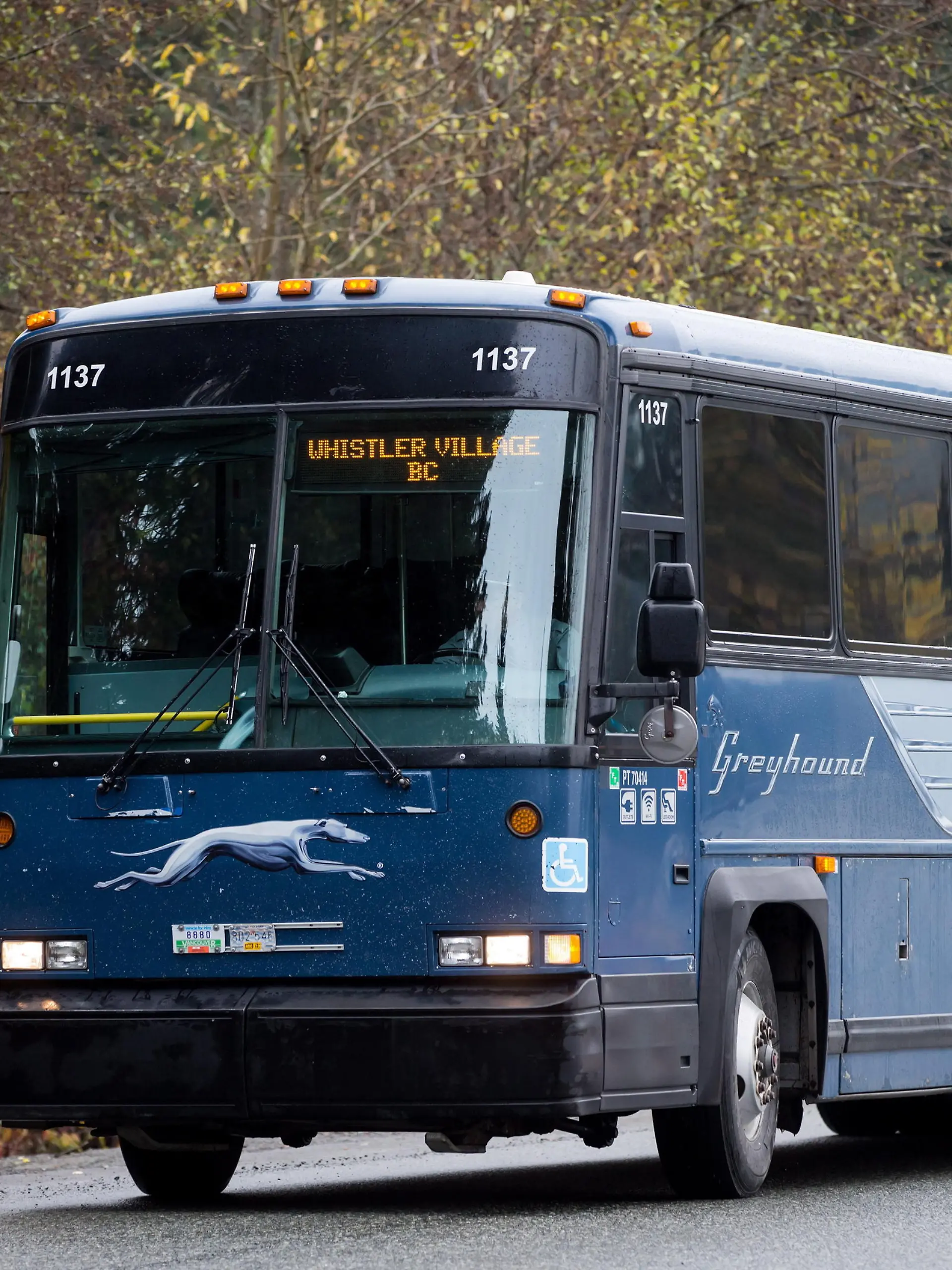 THE CANADIAN PRESS 2018-10-31. Greyhound bus driver Brent Clark, who has been with the company since 1983, drives to a parking lot after arriving in Whistler, B.C., from Vancouver on Wednesday October 31, 2018. Clark was parking the bus for the day before driving the return trip to Vancouver at 5 p.m., his last passenger route for Greyhound Canada as service in B.C., Alberta, Saskatchewan and Manitoba was being eliminated at midnight. He said he's staying on with the company until mid-November repositioning buses from Vancouver to Ontario. THE CANADIAN PRESS/Darryl Dyck URN:39440836