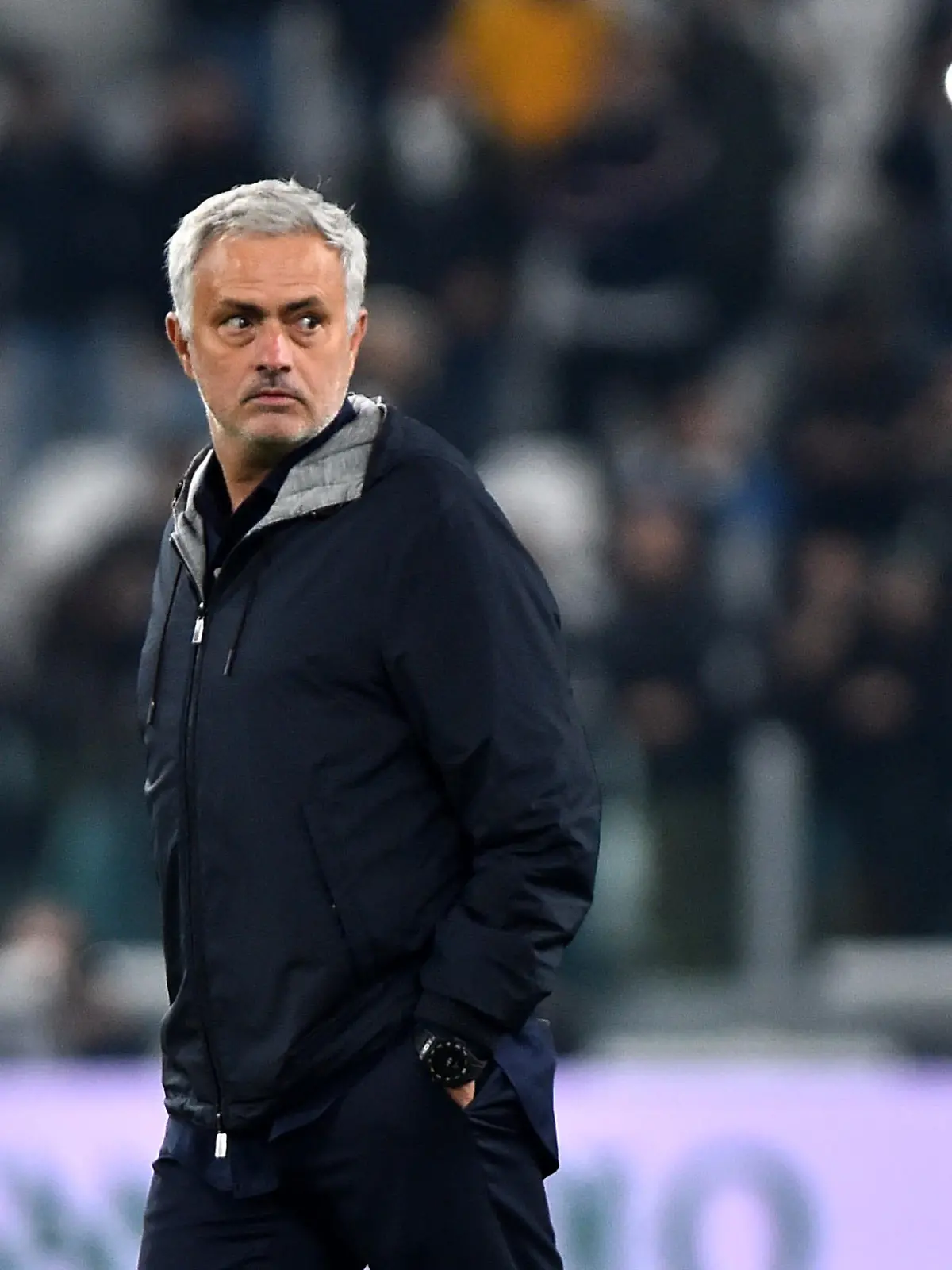 Soccer Football - Serie A - Juventus v AS Roma - Allianz Stadium, Turin, Italy - October 17, 2021  AS Roma coach Jose Mourinho looks dejected after the match REUTERS/Massimo Pinca