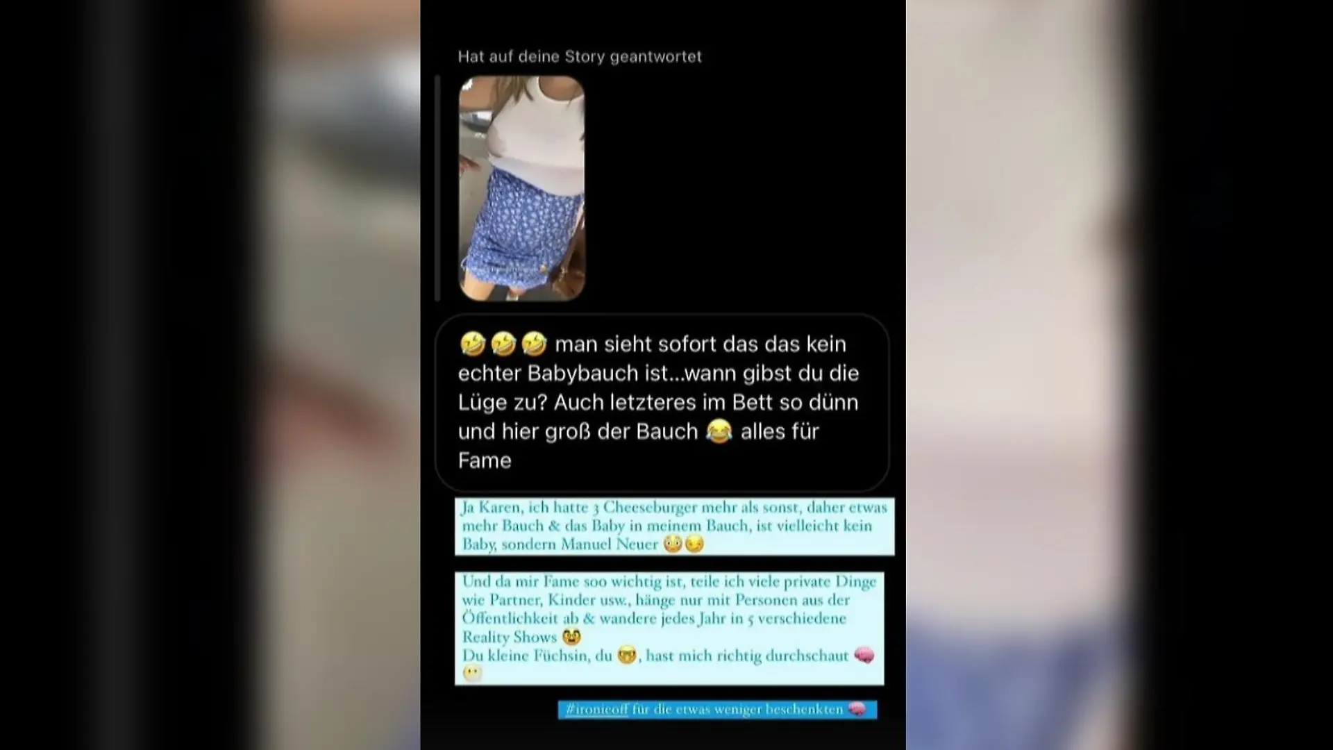 Chethrin Schulze postet den Kommentar einer Followerin.