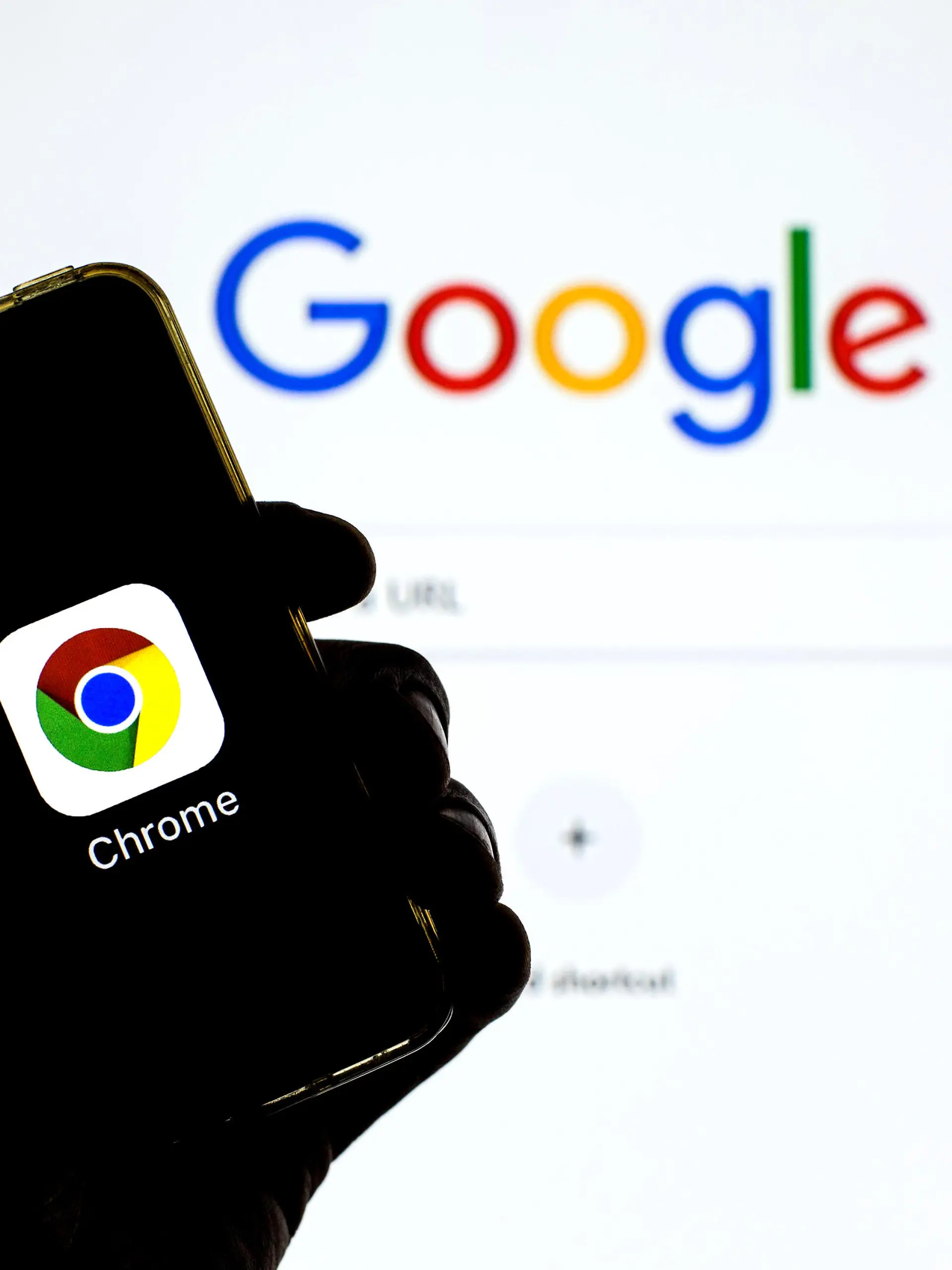 July 2, 2021, Barcelona, Catalonia, Spain: In this photo illustration, the Google Chrome app seen displayed on a smartphone screen and a Google Chrome Web browser in the background. (Credit Image: Â© Thiago Prudencio/DAX via ZUMA Wire