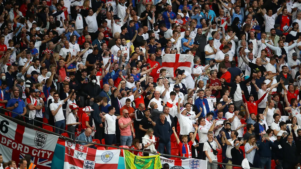 Italy v England - UEFA Euro 2020 Final - Wembley Stadium. London, England, 11th July 2021. Englandâs fans during the UEFA European Championships final match at Wembley Stadium, London. Picture credit should read: David Klein / Sportimage via PA Images URN:60903621