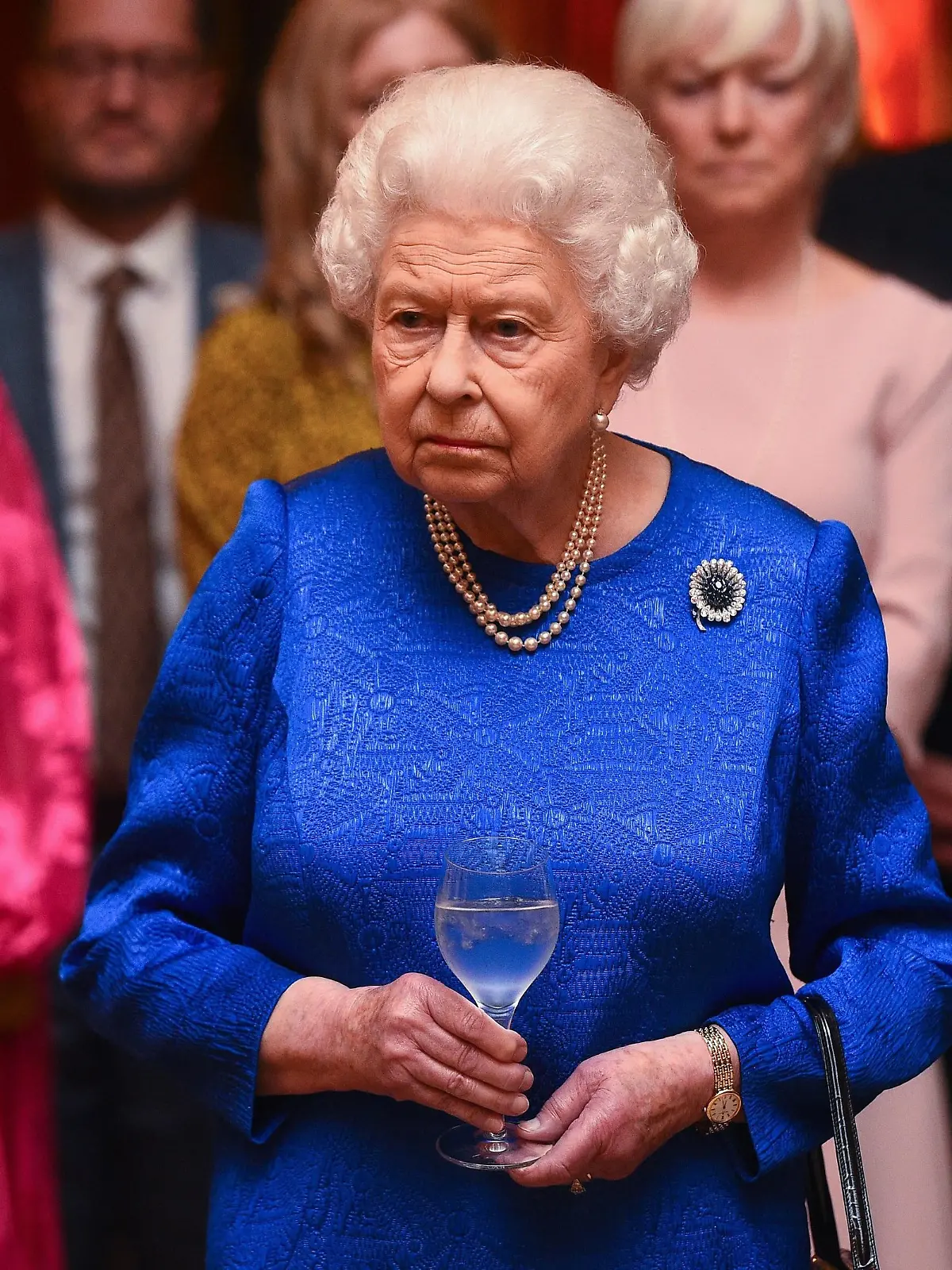 Queen Elizabeth II, during a reception to celebrate the work of The Queen Elizabeth Diamond Jubilee Trust at Buckingham Palace, London.