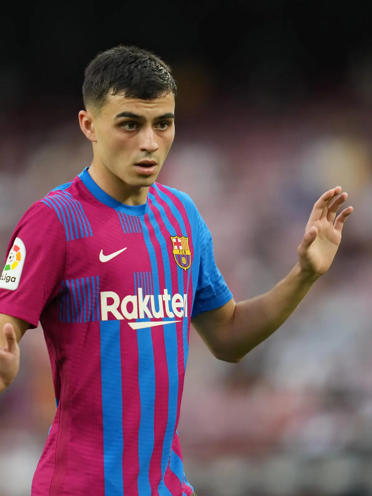 Pedro Gonzalez Pedri of FC Barcelona during the La Liga match between FC Barcelona and Real Sociedad played at Camp Nou Stadium on August 15, 2021 in Barcelona, Spain. (Photo by PRESSINPHOTO)