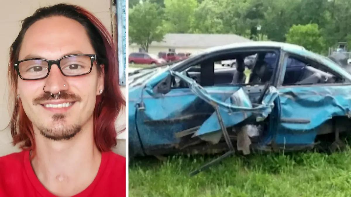 SONDERKONDITIONEN: Satzpreis!
COMPOSITE IMAGE - Paul Berry (L) and the crashed car (R). A man is speaking out about how he had to have his penis and one of testicles amputated after a horror drunk driving accident. See SWNS story SWSYpenis. After Paul Berry, 29, lost control of his car he was thrown out the back window and the car then rolled over and landed on his lap. As well as breaking his neck, jaw, hips, nose, pelvis and sustaining a brain injury, the man's penis and testicle was badly injured. He said: ?They had to amputate my, well, manhood. "It's like they chopped a tree down and there's a stump.?