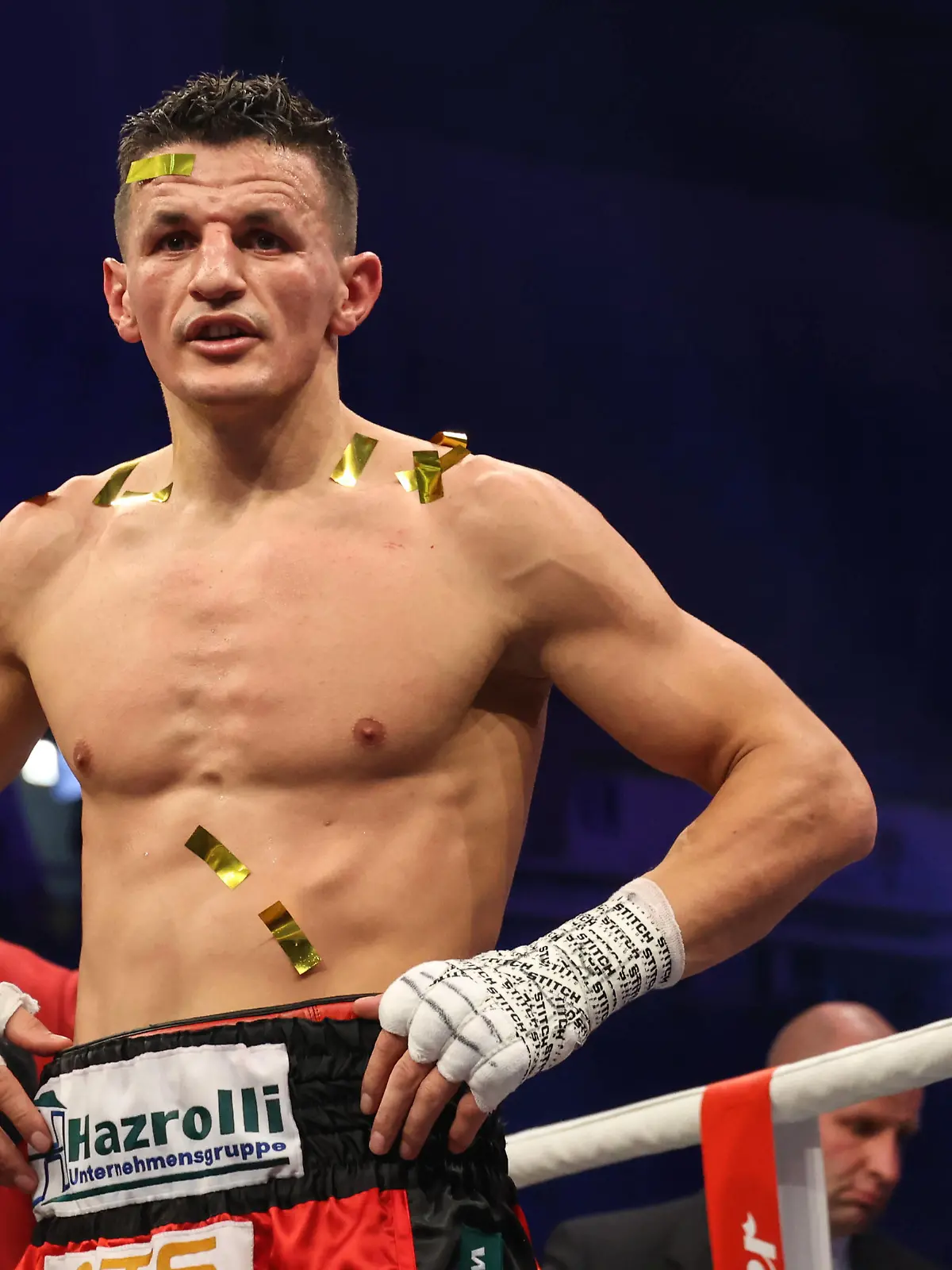  Boxen: SES-Boxgala, Magdeburg, 19.07.2021 IBO-Weltmeisterschaft: Robin Krasniqi GER - Dominic Bösel GER Magdeburg Germany *** Boxing SES Boxgala, Magdeburg, 19 07 2021 IBO World Championship Robin Krasniqi GER Dominic Bösel GER Magdeburg Germany