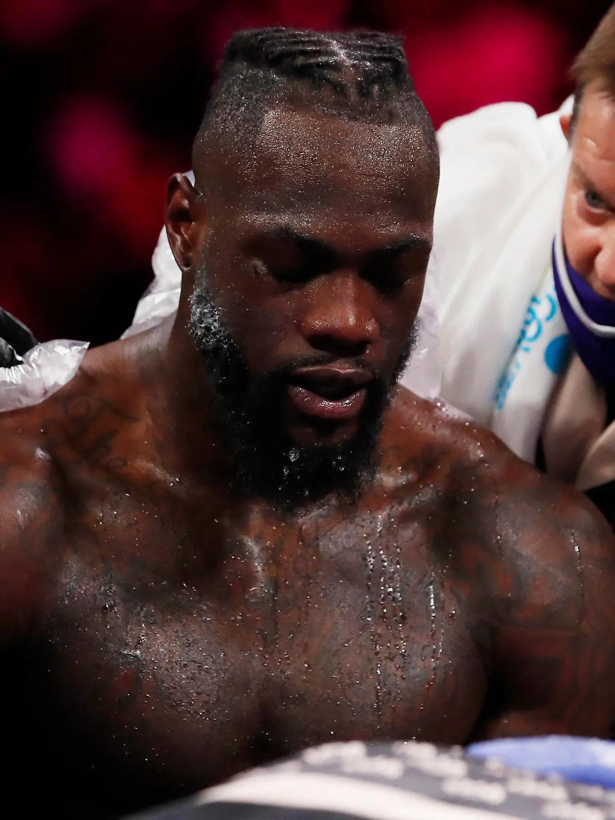 Boxing - Tyson Fury v Deontay Wilder - WBC Heavyweight Title - T-Mobile Arena, Las Vegas, Nevada, U.S. - October 9, 2021  Deontay Wilder during the fight in his corner REUTERS/Steve Marcus
