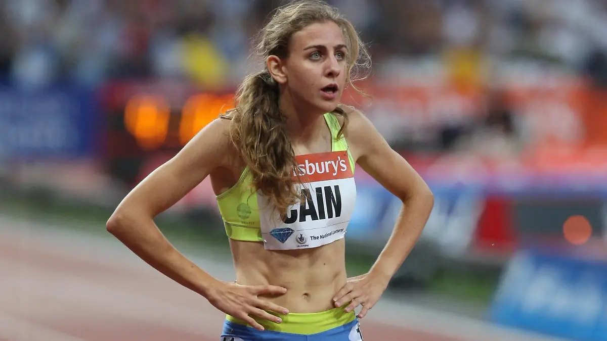  26.07.2013 London, England. IAAF Diamond League Anniversary Games from the The Olympic Stadium, Queen Elizabeth Olympic Park. Mary Cain of USA finishes in the womens 1500m xKieranxGalvinx PUBLICATIONxINxGERxSUIxAUTxONLY ActionPlus11432369