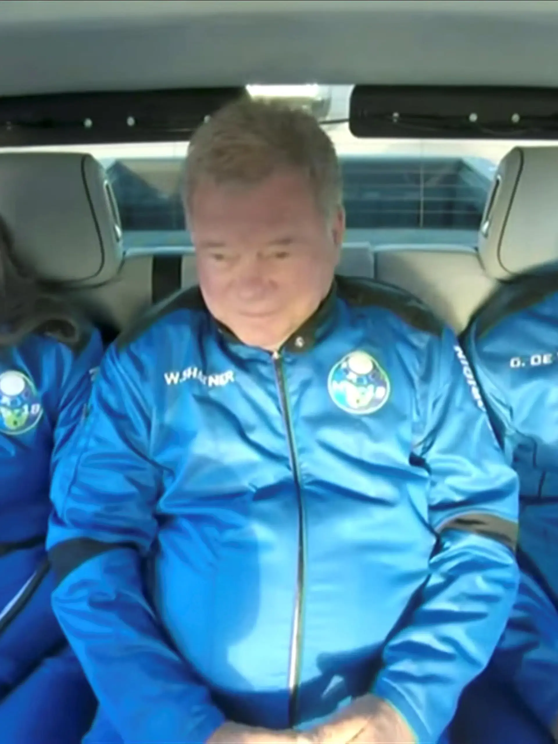 "Star Trek" actor William Shatner is driven to the launch pad of Blue Origin's New Shepard rocket before mission NS-18 for a suborbital flight near Van Horn, Texas, U.S. in a still image from video October 13, 2021. Blue Origin/Handout via REUTERS.  NO RESALES. NO ARCHIVES. THIS IMAGE HAS BEEN SUPPLIED BY A THIRD PARTY.