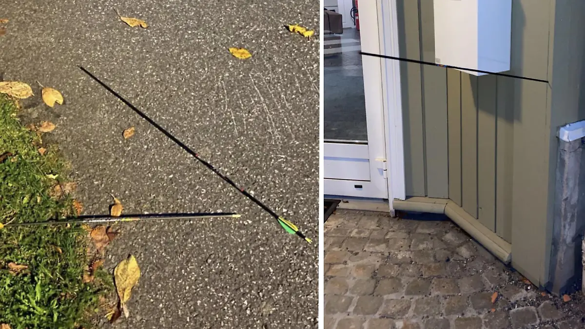 Bilder, die auf Twitter aufgetaucht sind, zeigen Pfeile, die mutmaßlich von dem Täter stammen.