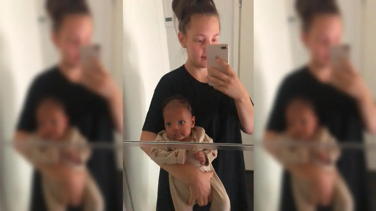 Tilda Kantala mit ihrem Überraschungsbaby Alec.