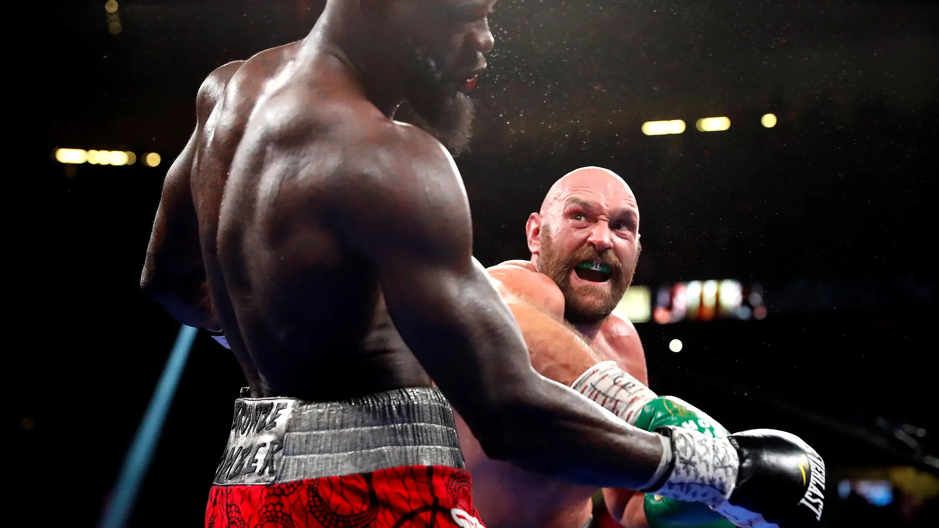Boxing - Tyson Fury v Deontay Wilder - WBC Heavyweight Title - T-Mobile Arena, Las Vegas, Nevada, U.S. - October 9, 2021 Tyson Fury in action against Deontay Wilder REUTERS/Steve Marcus TPX IMAGES OF THE DAY