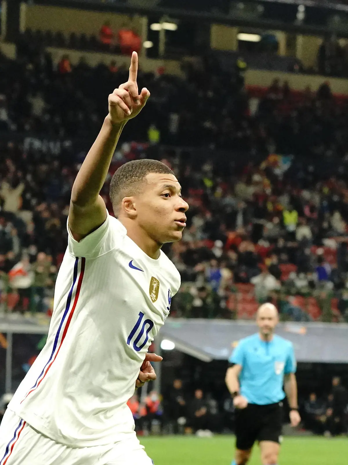 Joie - Kylian MBappe France FOOTBALL : Espagne vs France - League des Nations - Finale - Milan - 10/10/2021 NorbertScanella/Panoramic PUBLICATIONxNOTxINxFRAxITAxBEL 