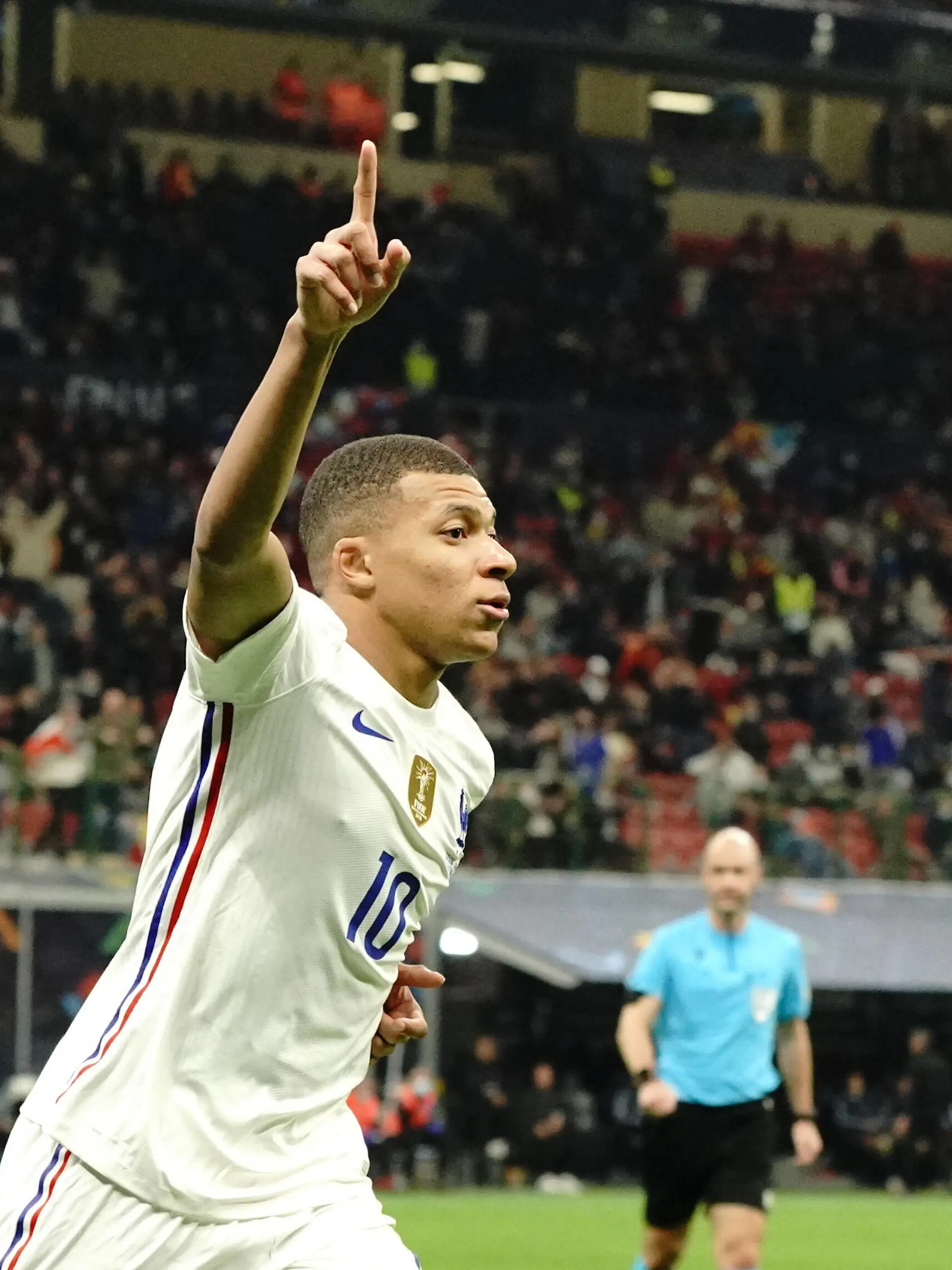 Joie - Kylian MBappe France FOOTBALL : Espagne vs France - League des Nations - Finale - Milan - 10/10/2021 NorbertScanella/Panoramic PUBLICATIONxNOTxINxFRAxITAxBEL 