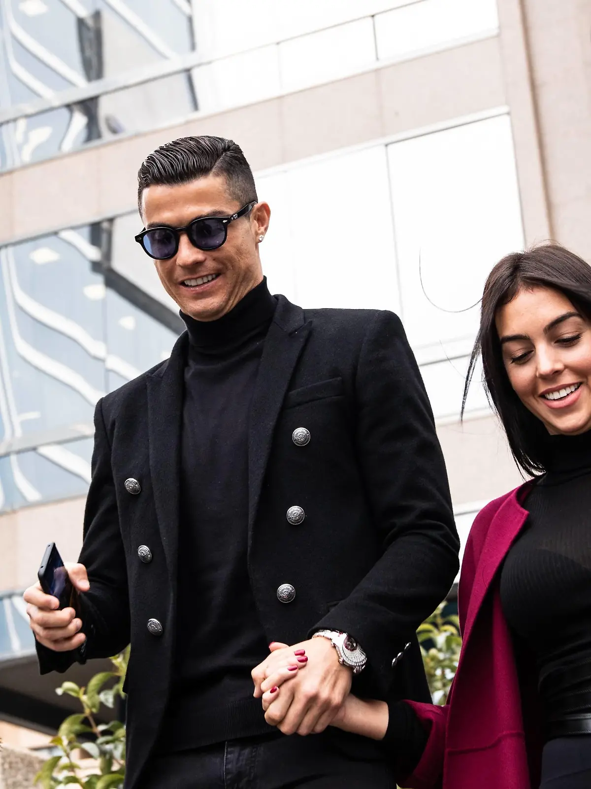 January 22, 2019 - Madrid, Spain - Cristiano Rolando with the girlfriend seen exit to the court. The Provincial Court of Madrid judges Cristiano Ronaldo and Xabi Alonso for allegedly defrauding the Treasury in two trials in which the Prosecutor s Office requests two and five years in prison, respectively, and the payment of millions in fines. Cristiano Ronaldo and Xabi Alonso declare in the Courts of Madrid PUBLICATIONxINxGERxSUIxAUTxONLY - ZUMAh151 88703689st Copyright: xJesusxHellinx  