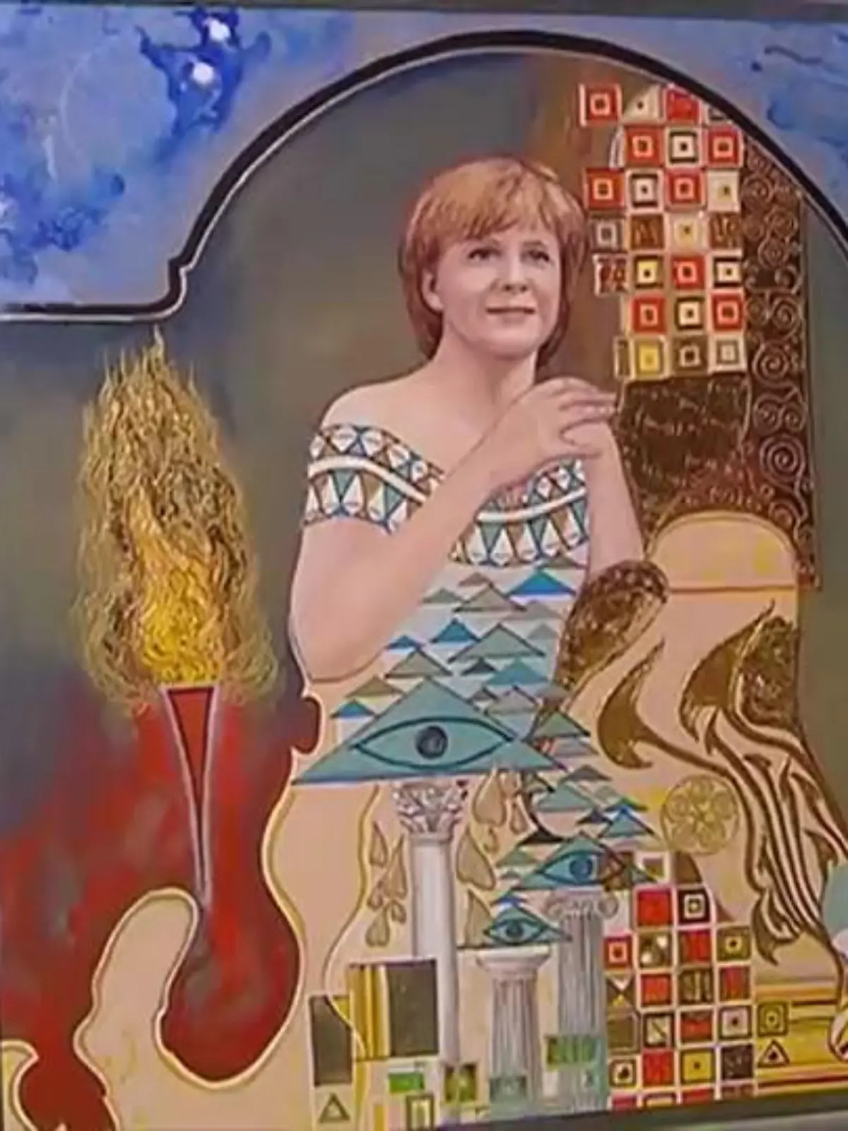 Das Portrait von Angela Merkel hat Alexis Vaiou selbst gemalt.